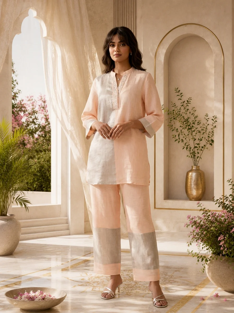 Baby Pink Linen Two Piece Set