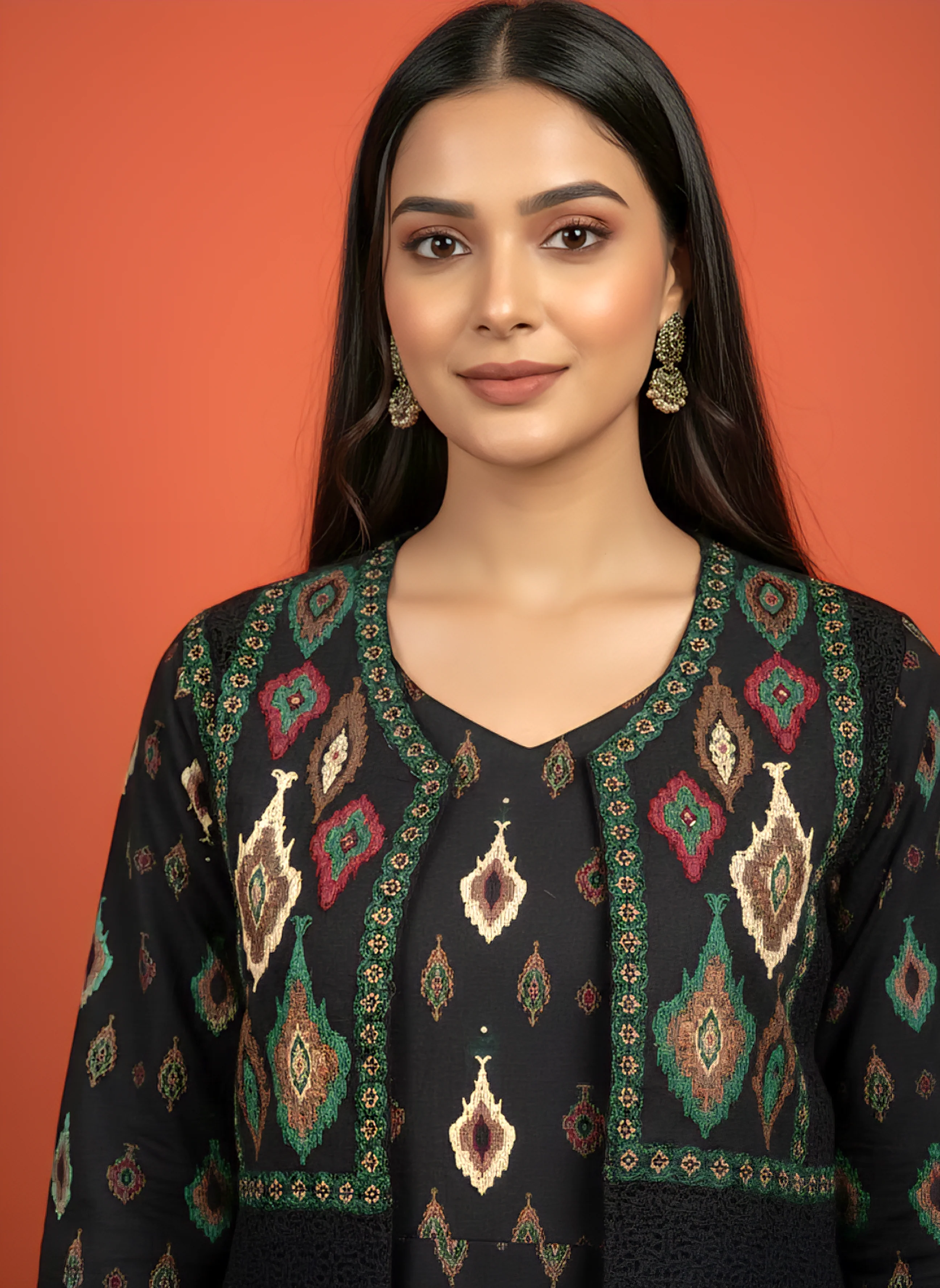 Black Cotton Digital Print Kurta - Image 4
