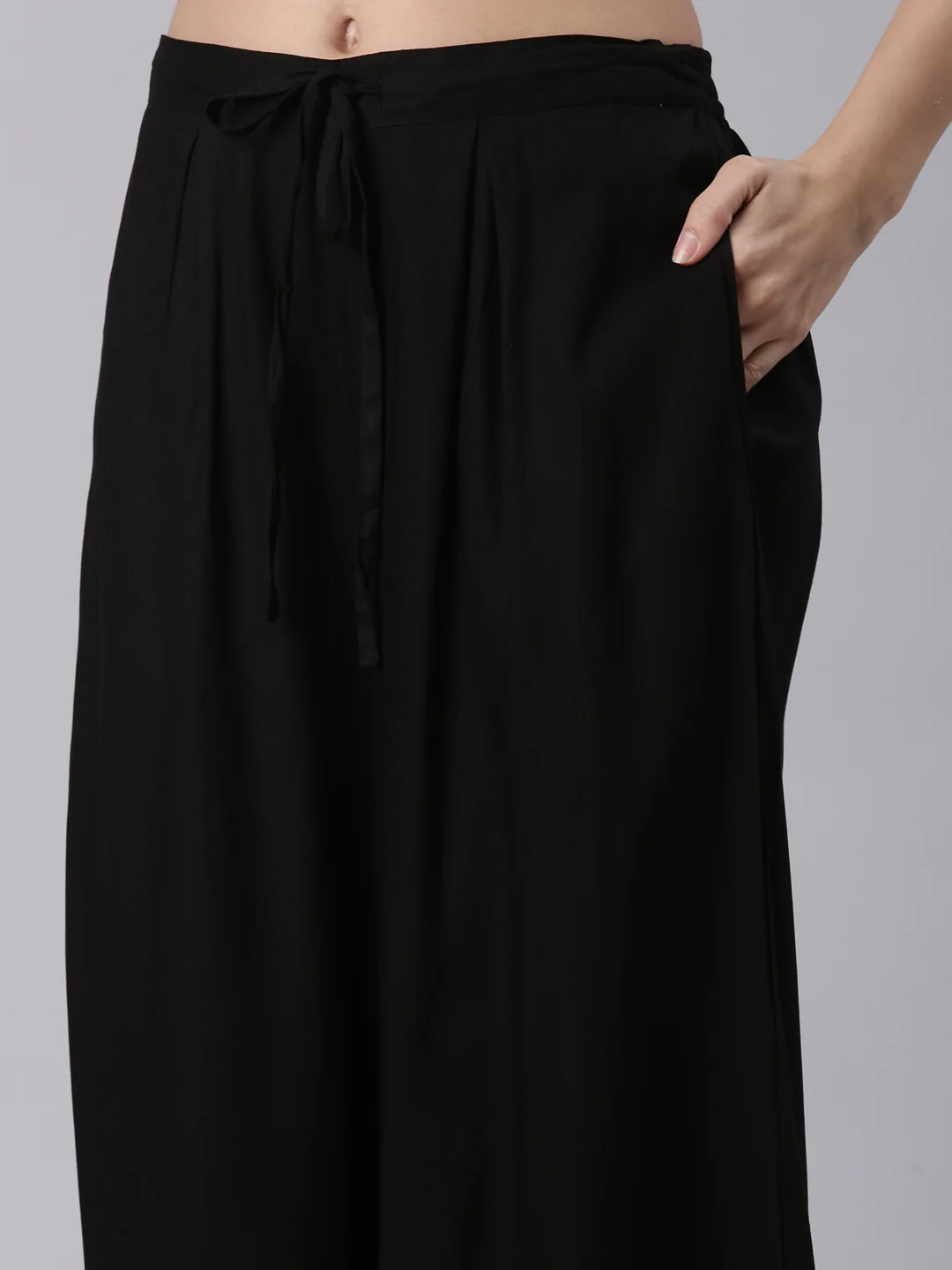 Black Rayon Printed With Palazzo Two Piece Set - Image 6