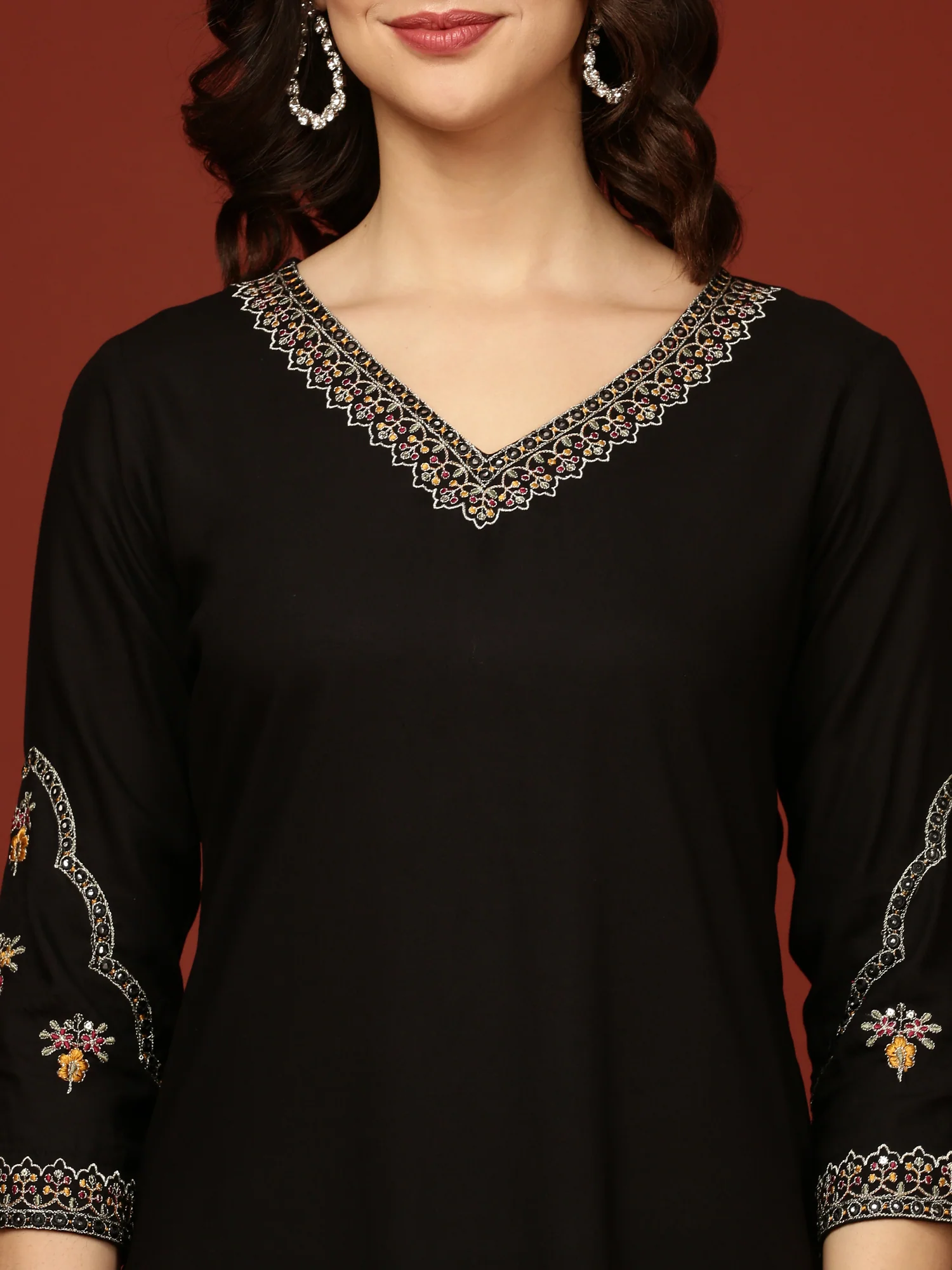 Black Rayon Three Piece Suit Set - Image 4