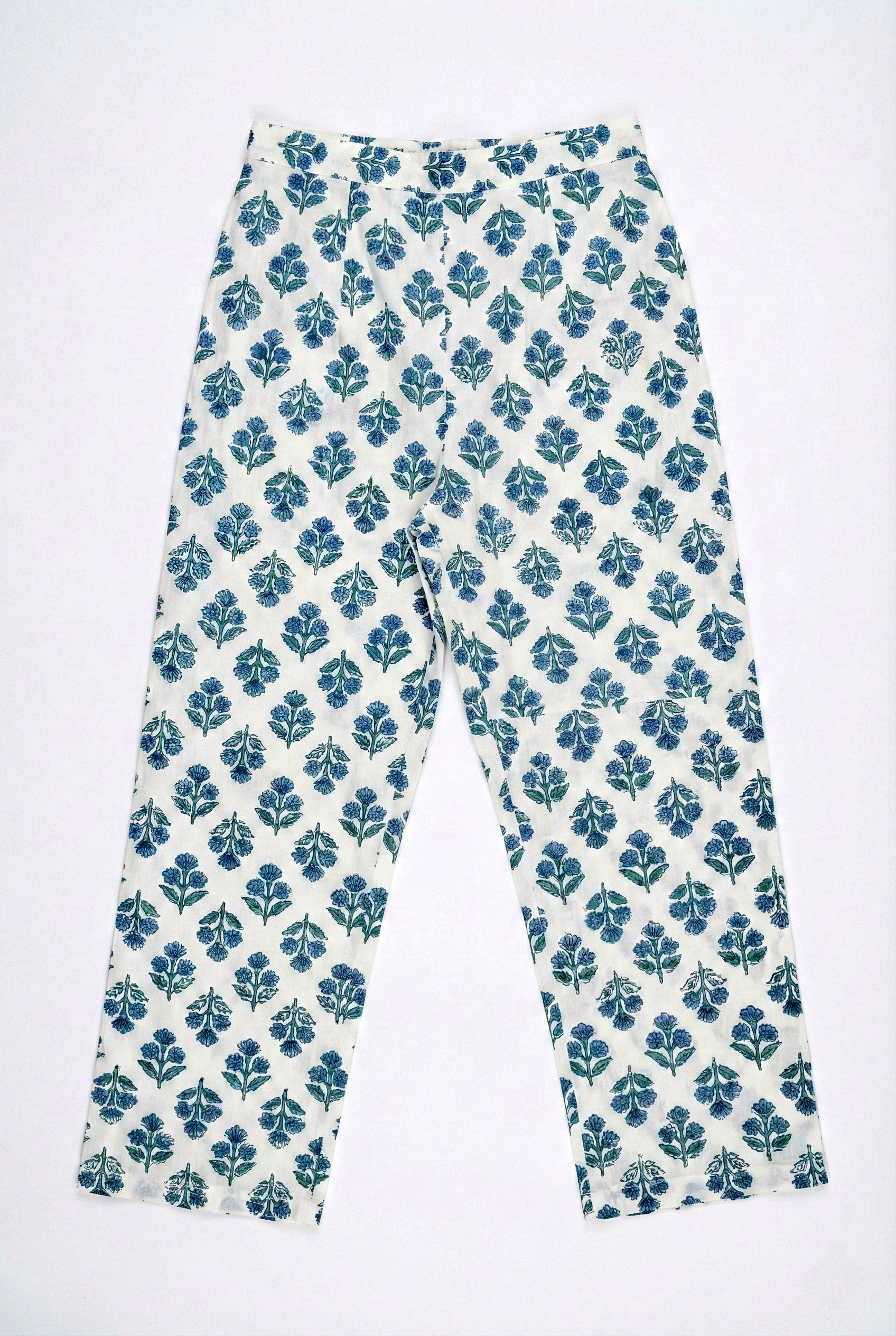 Blue Cotton Floral Digital Printed Three Piece Set - Image 6