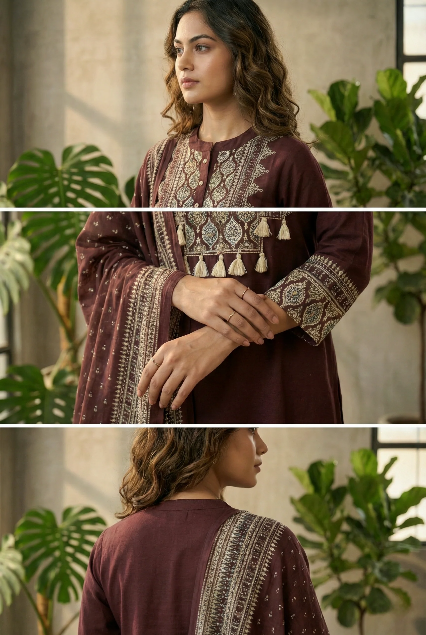 Brown Cotton Three Piece Set - Image 4