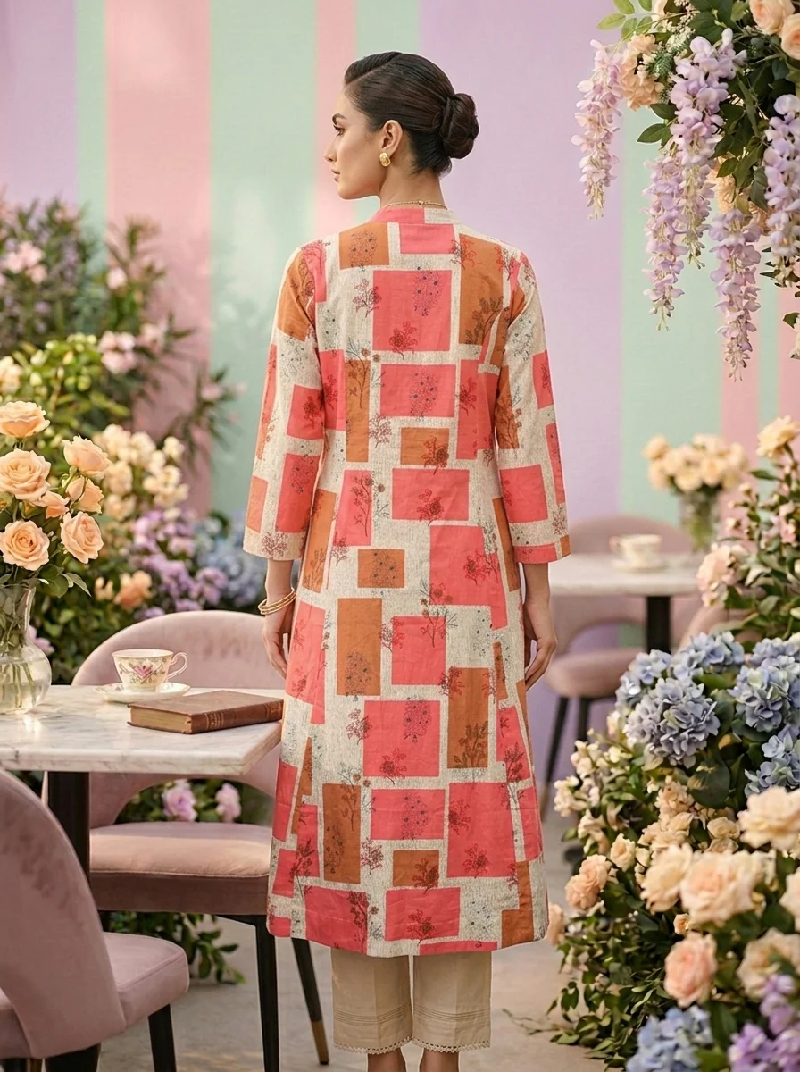 Carrot Cotton Printed Two Piece Set - Image 2