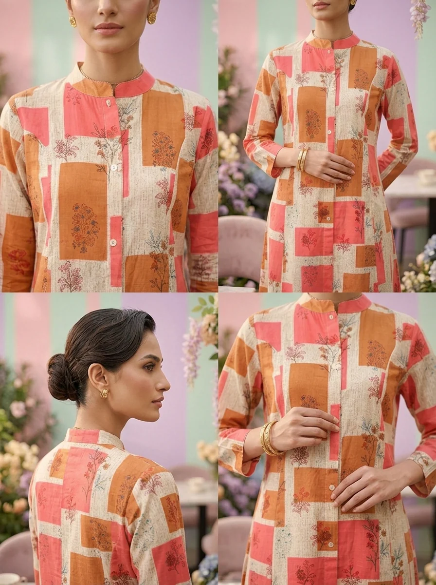 Carrot Cotton Printed Two Piece Set - Image 5