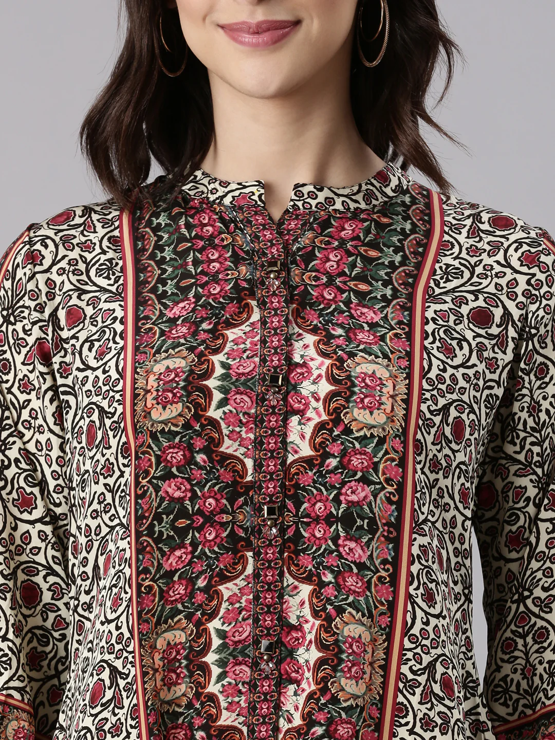 Cream Crepe Kalamkari Print Top - Image 4