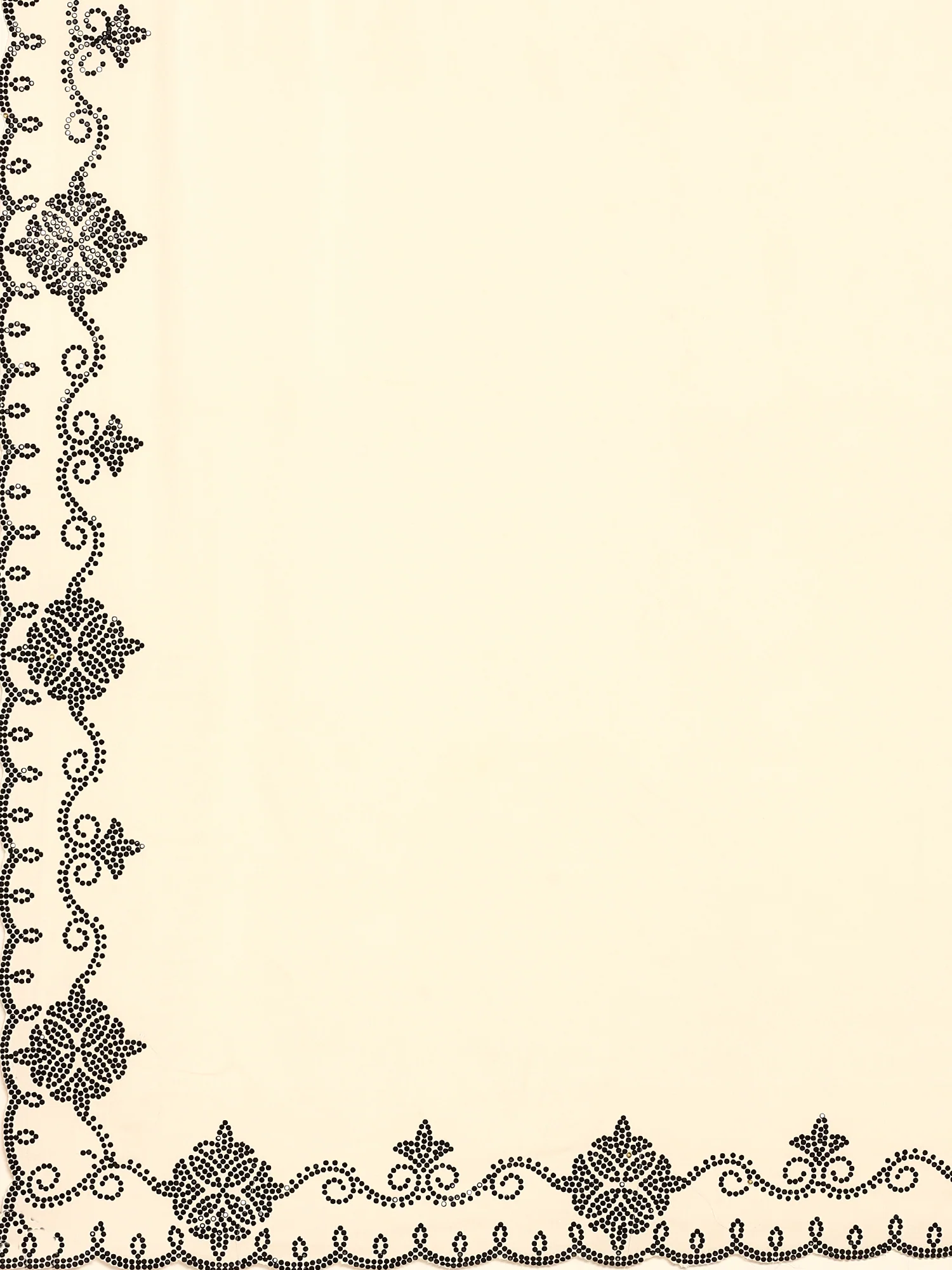 Cream satin saree with Swarovski embroidered border - Image 5