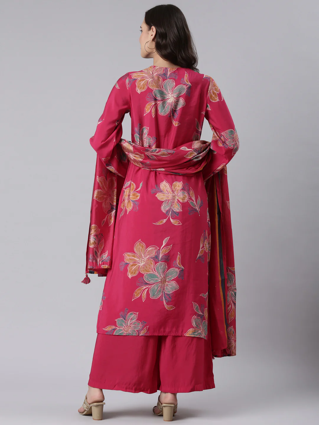 Dola Silk Rani Printed Three Piece Set - Image 3