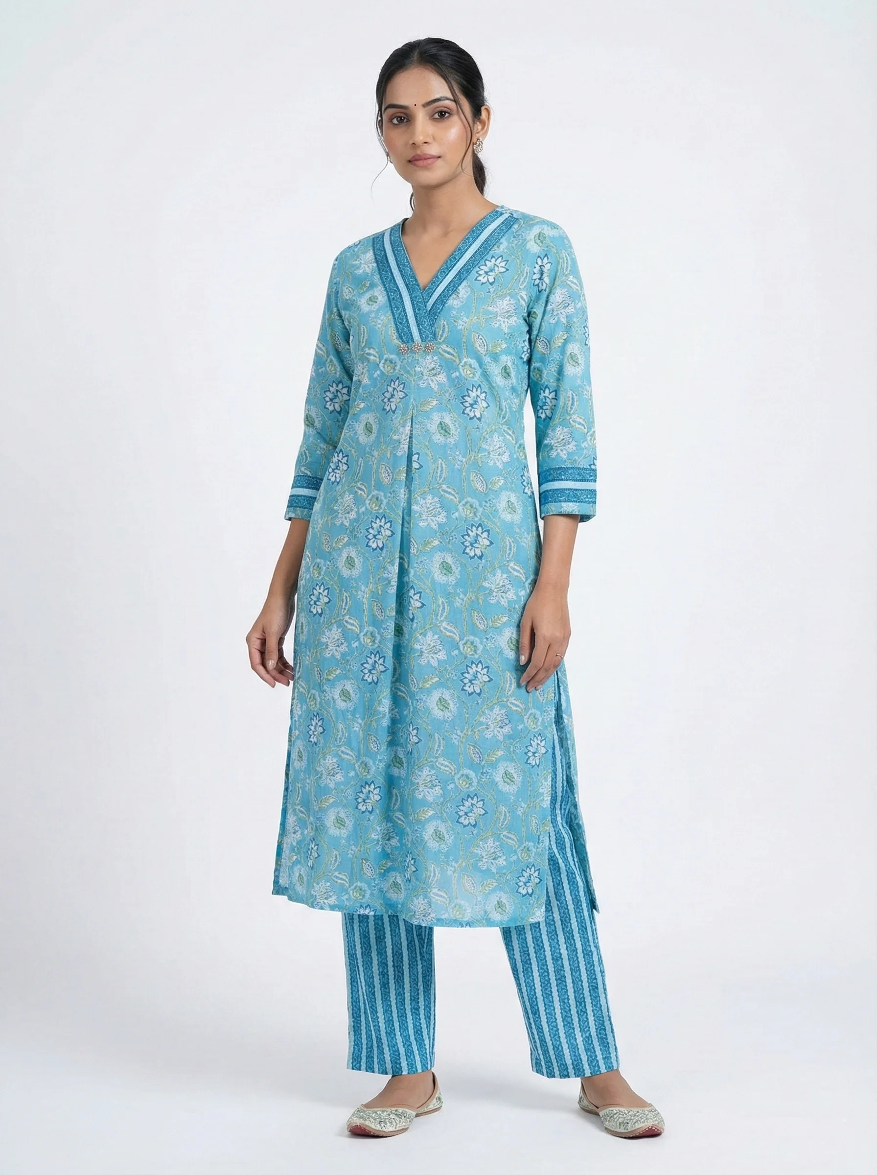 Ferozi Cotton Floral Digital Print Two Piece Set