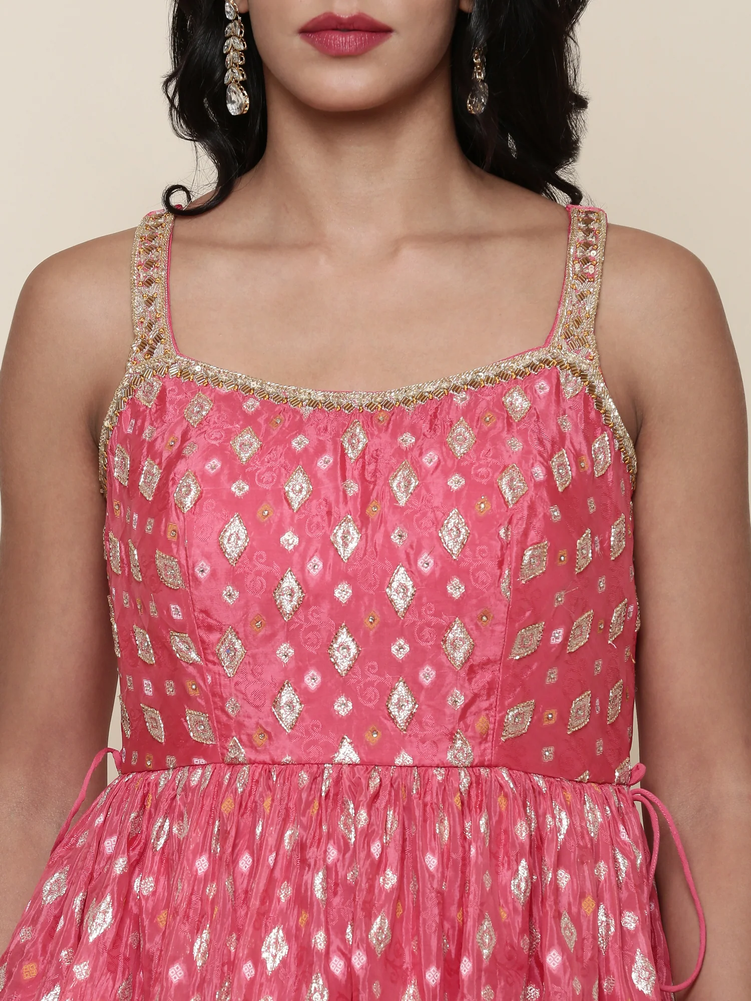 Ghajari georgette peplum and palazzo three piece set - Image 4