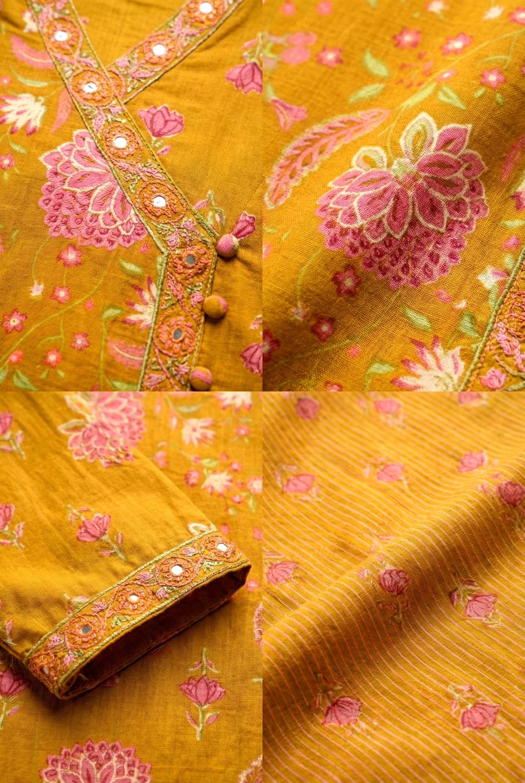 Gold Cotton Thread Embroidery Suit Set - Image 5