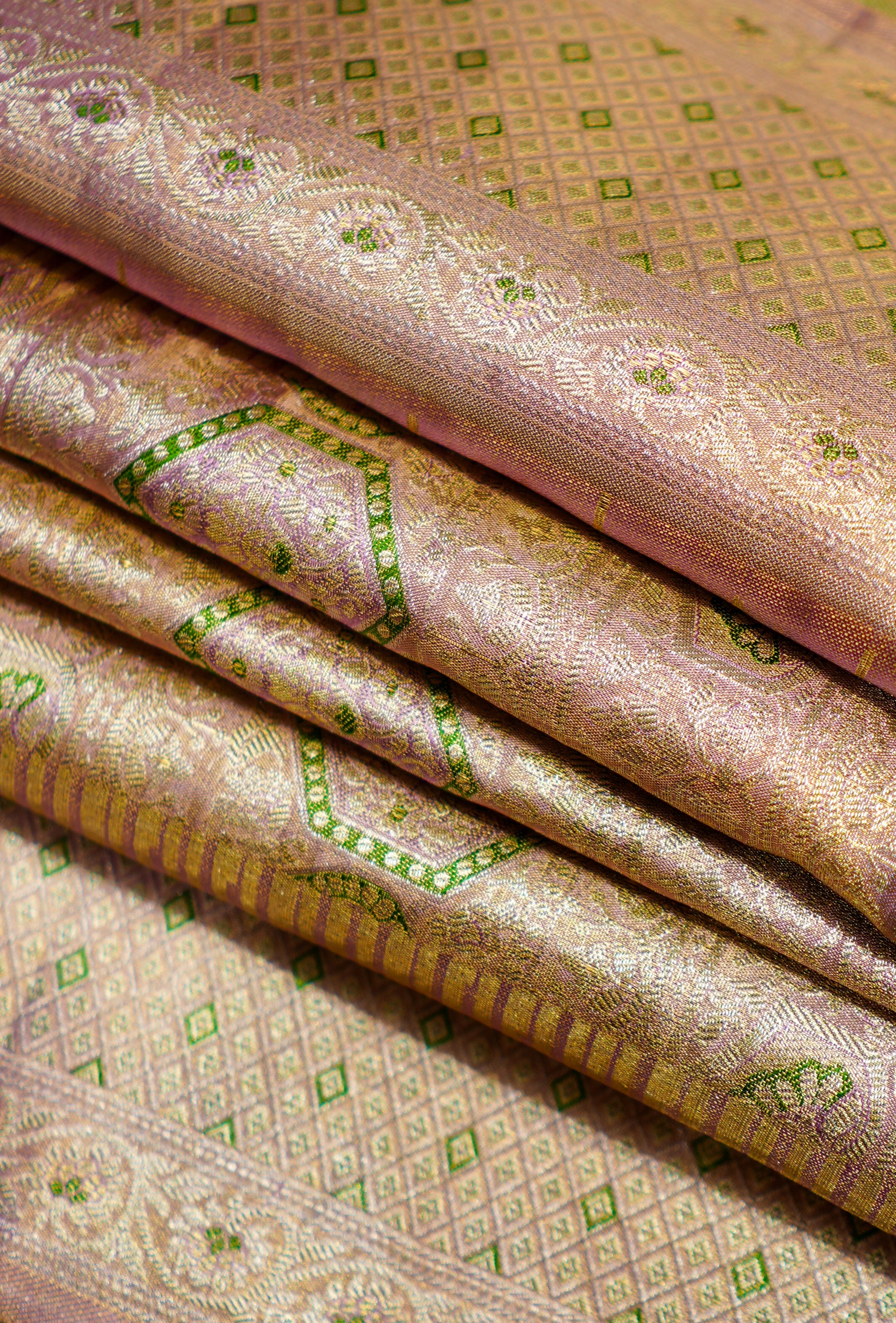 Gold Kanchi Pattu Saree With Resham Border - Image 6