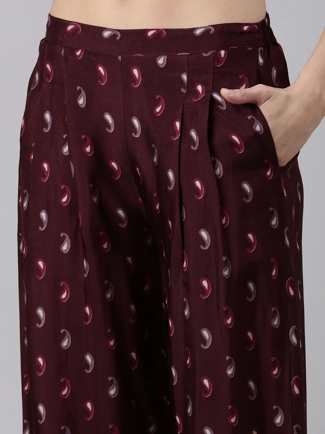 Grape Muslin A Line Cut Three Piece Set - Image 6