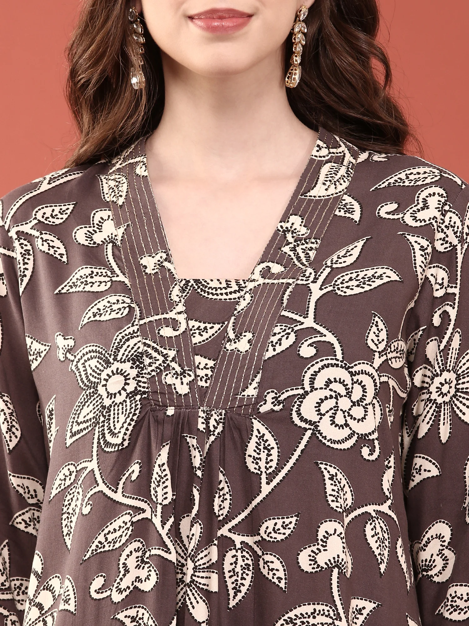Grape Rayon Floral Printed Two Piece Set - Image 4