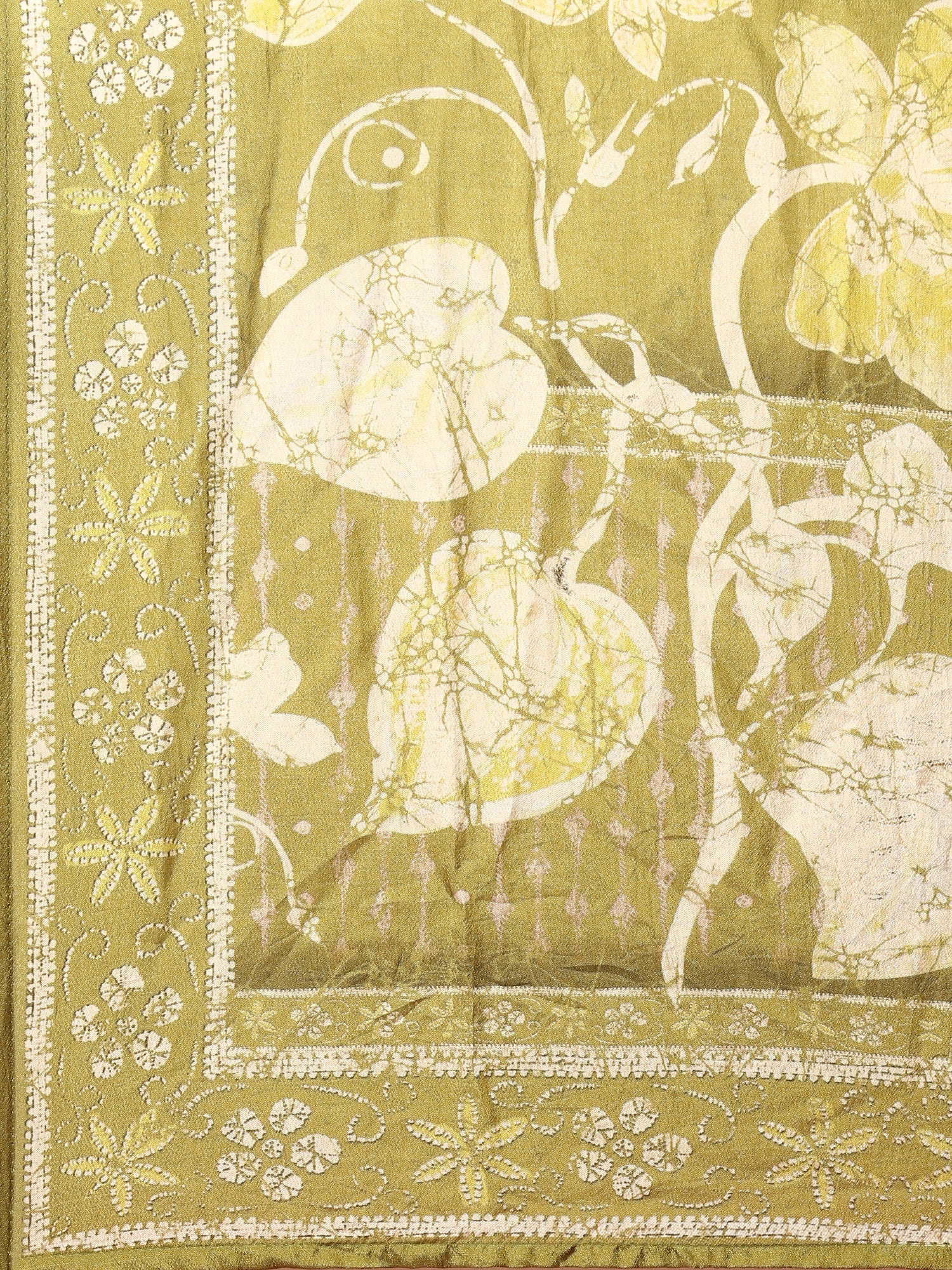 Green dola silk embroidered three piece suit set - Image 7