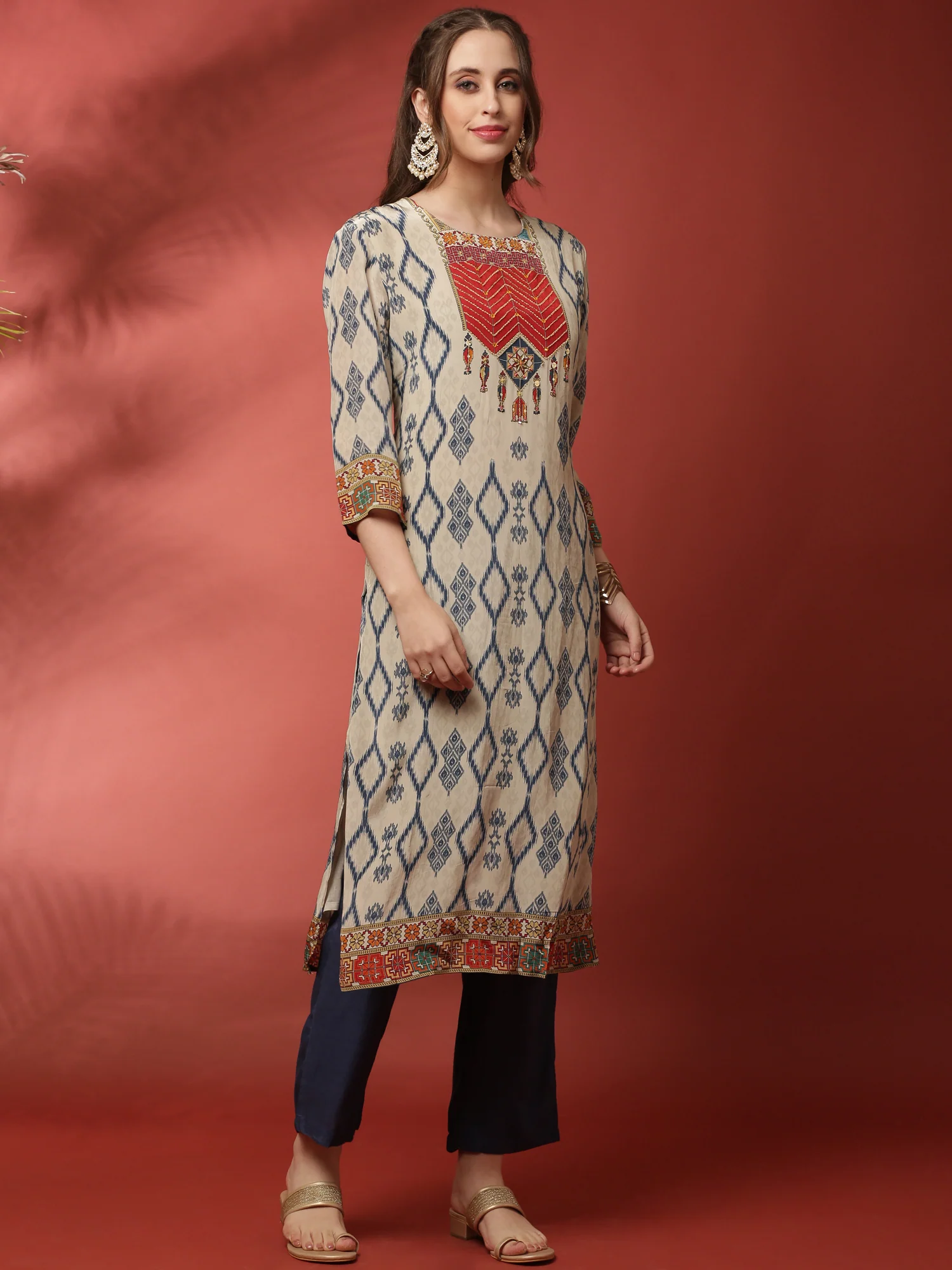 Grey Ikat fabric three piece suit - Image 2