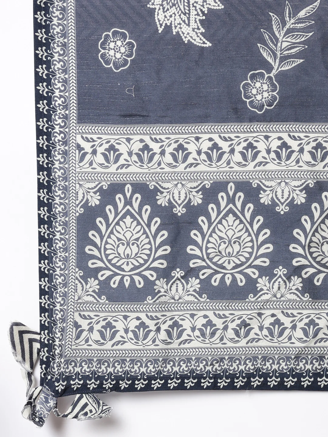 Grey Muslin Printed A-Line Three Piece Set - Image 7