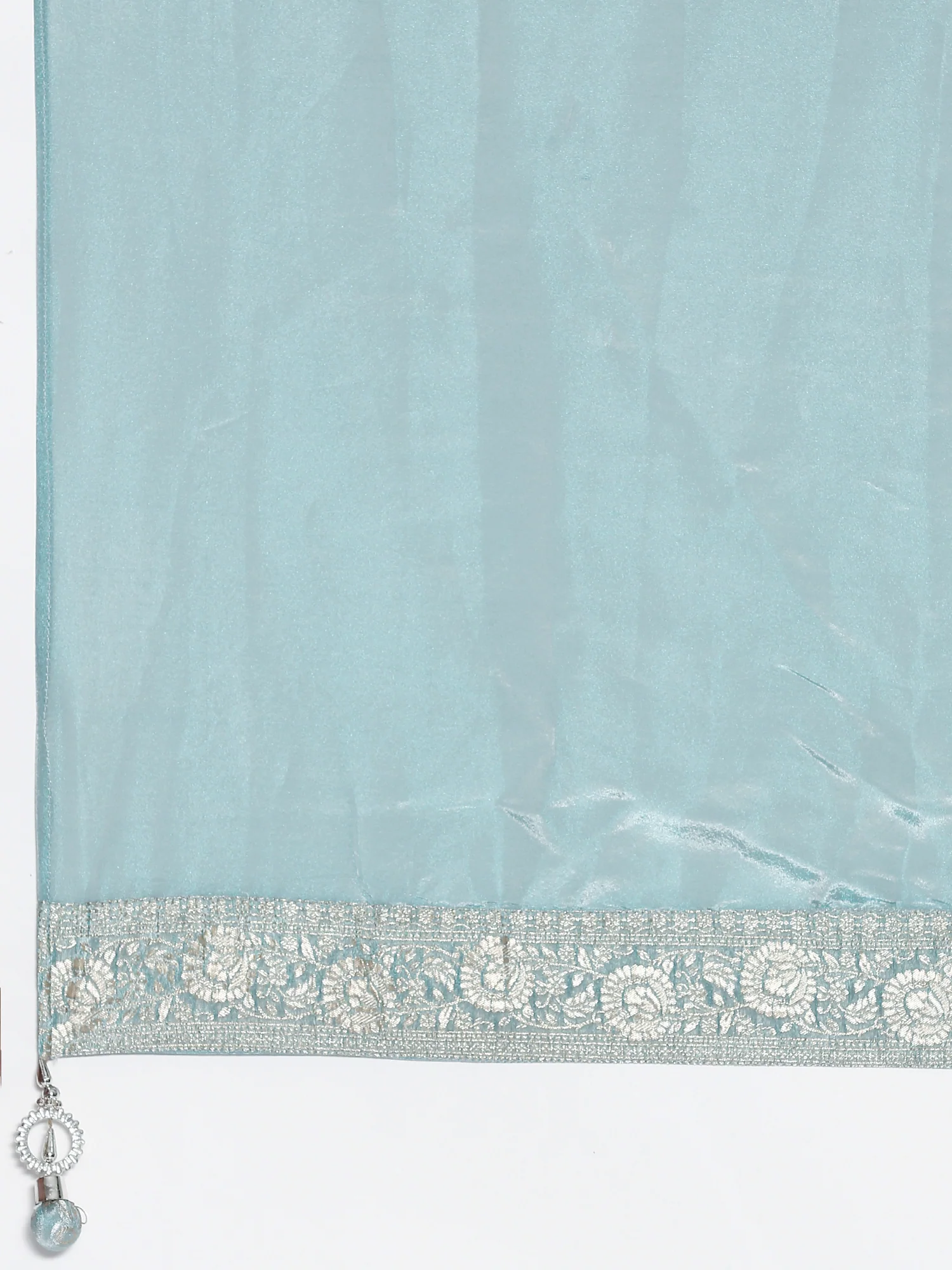 Ice Blue Banaras Silk Embroidery Peplum Palazzo - Image 8