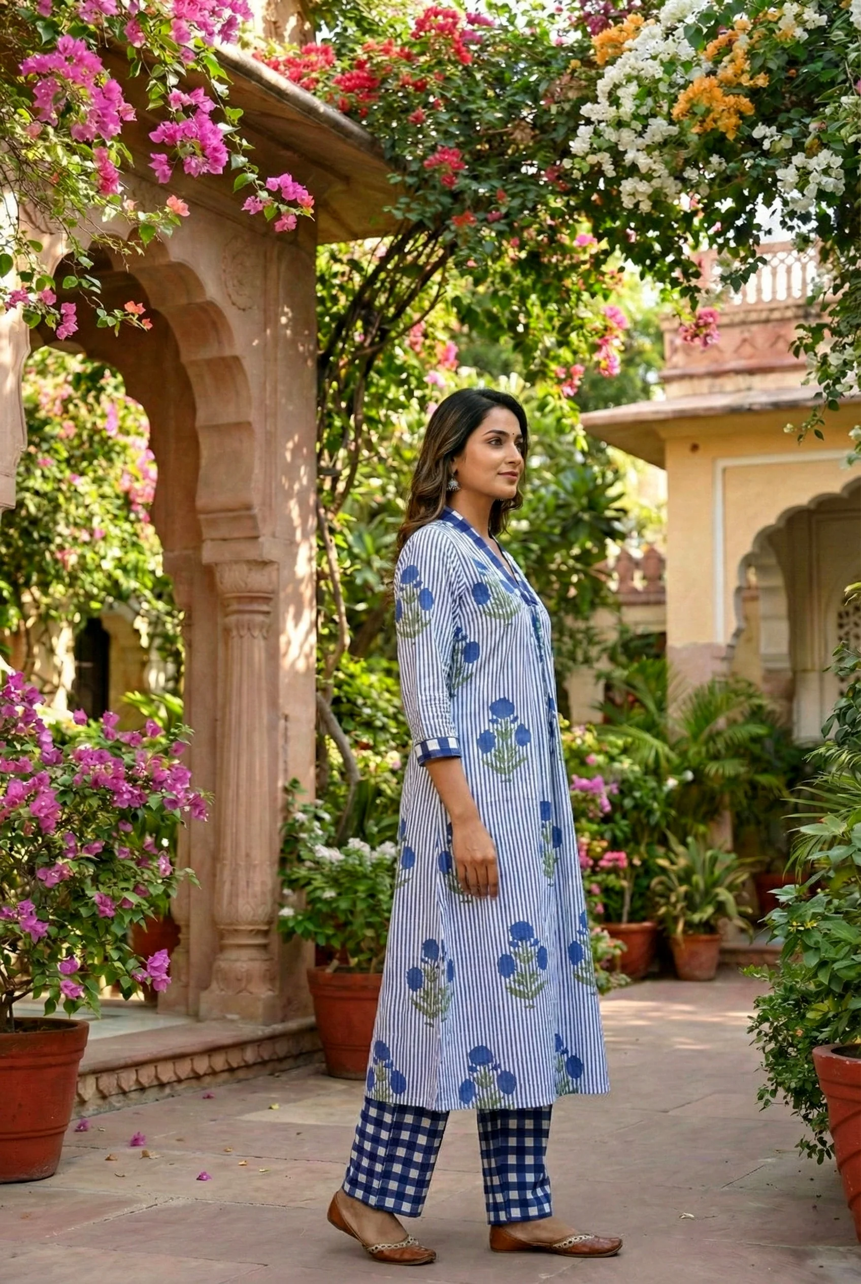 Indigo Cotton Striped Two Piece Set - Image 2