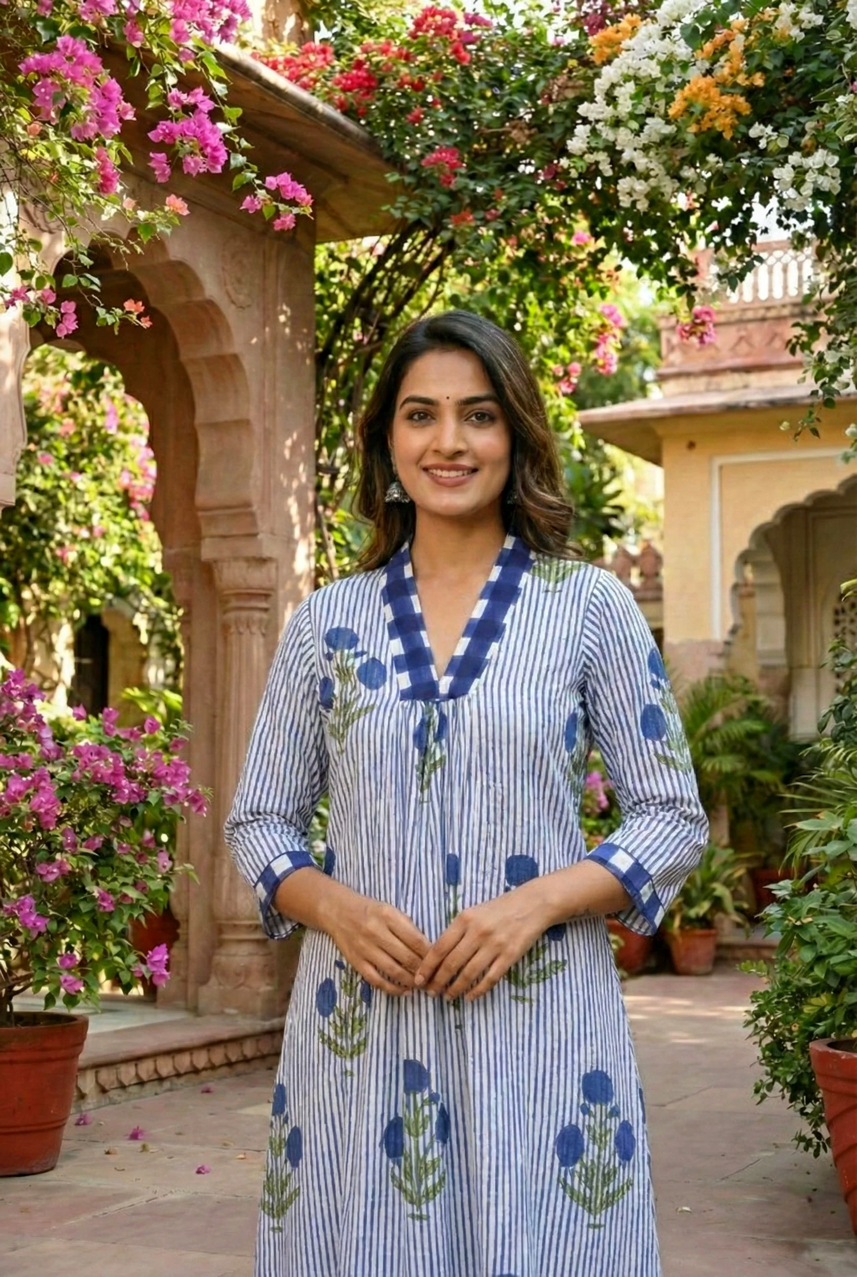Indigo Cotton Striped Two Piece Set - Image 3