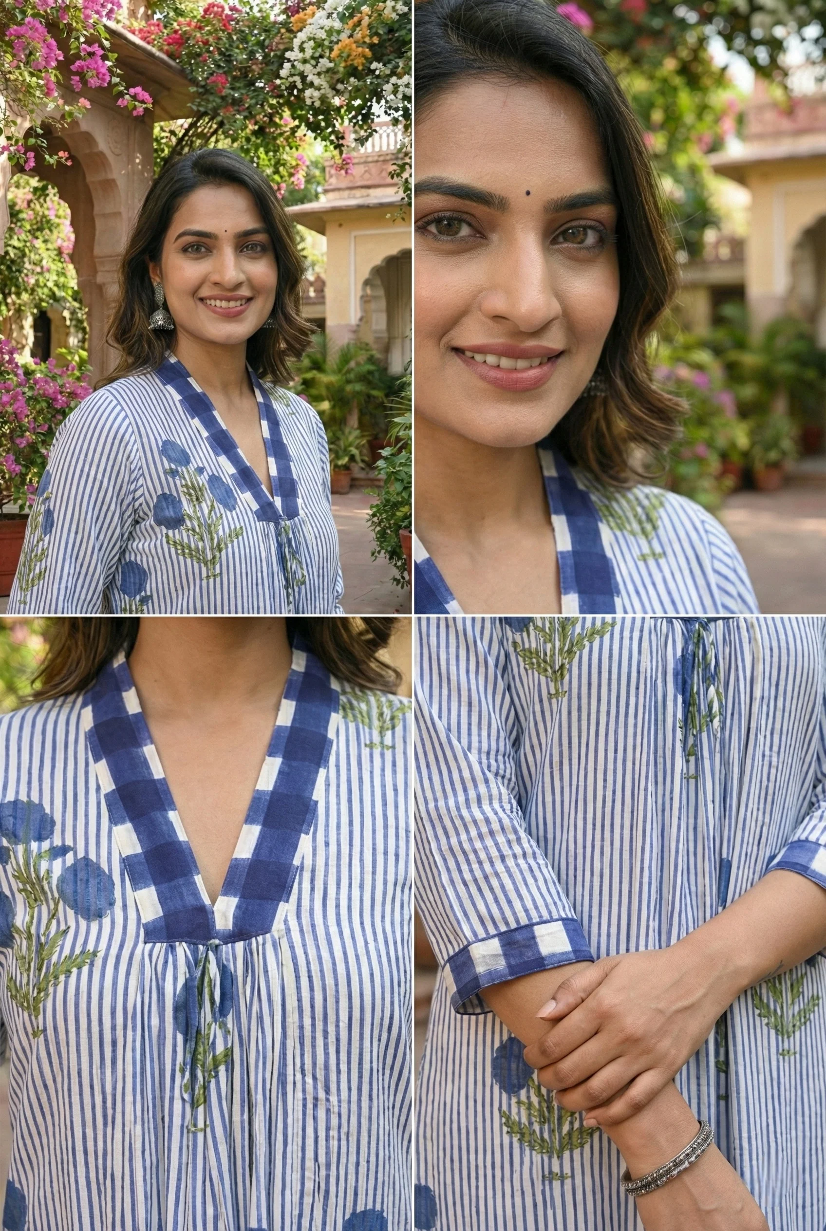 Indigo Cotton Striped Two Piece Set - Image 4