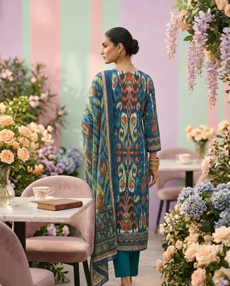 Indigo Cotton Three Piece Set - Image 2