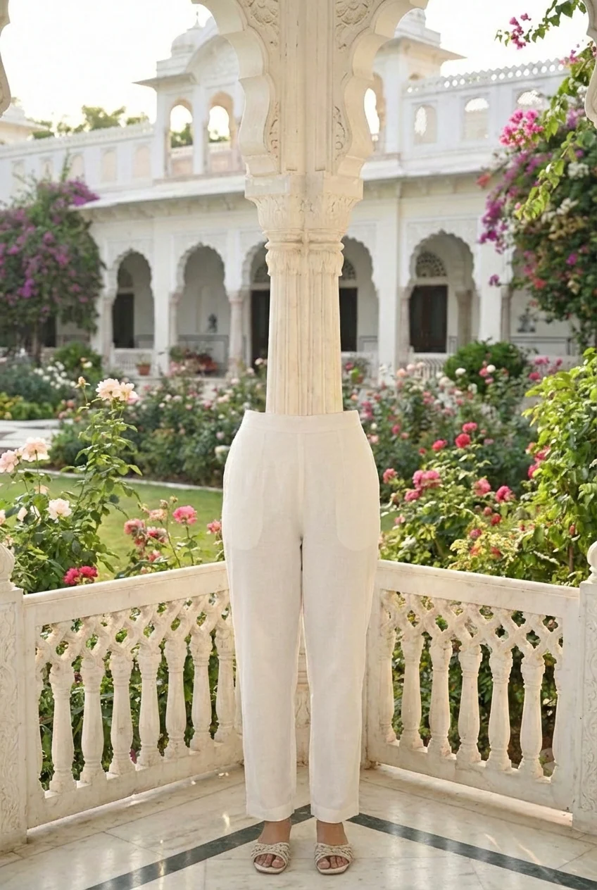Ivory Cotton Embroidery Three Piece Set - Image 6