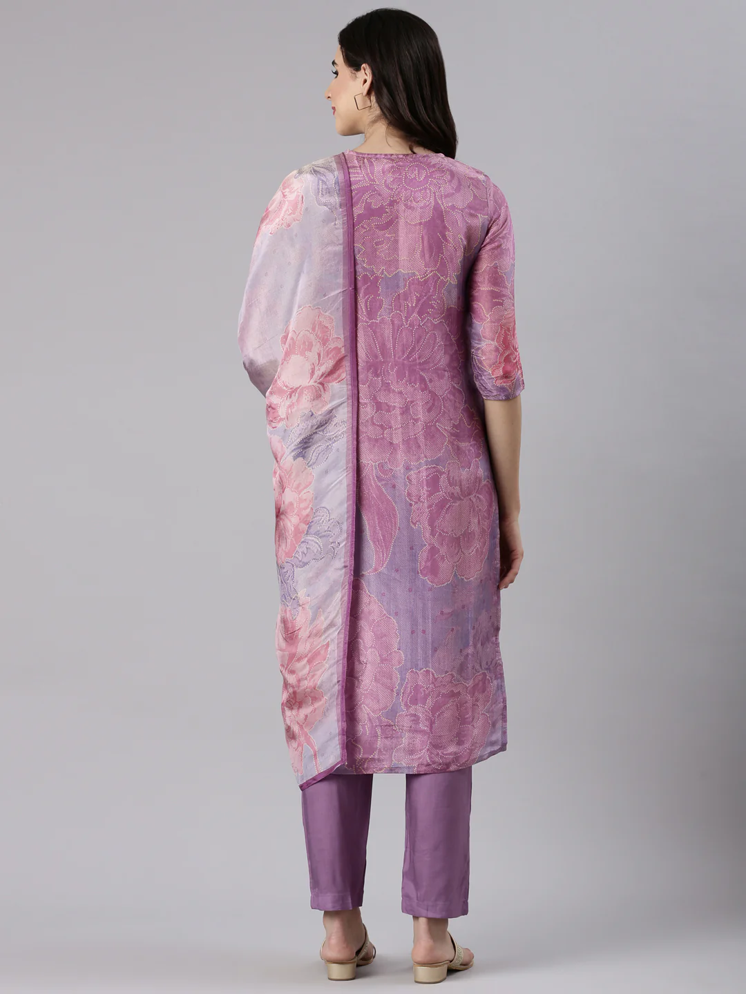 Lavender Tissue Printed Three Piece Set - Image 3