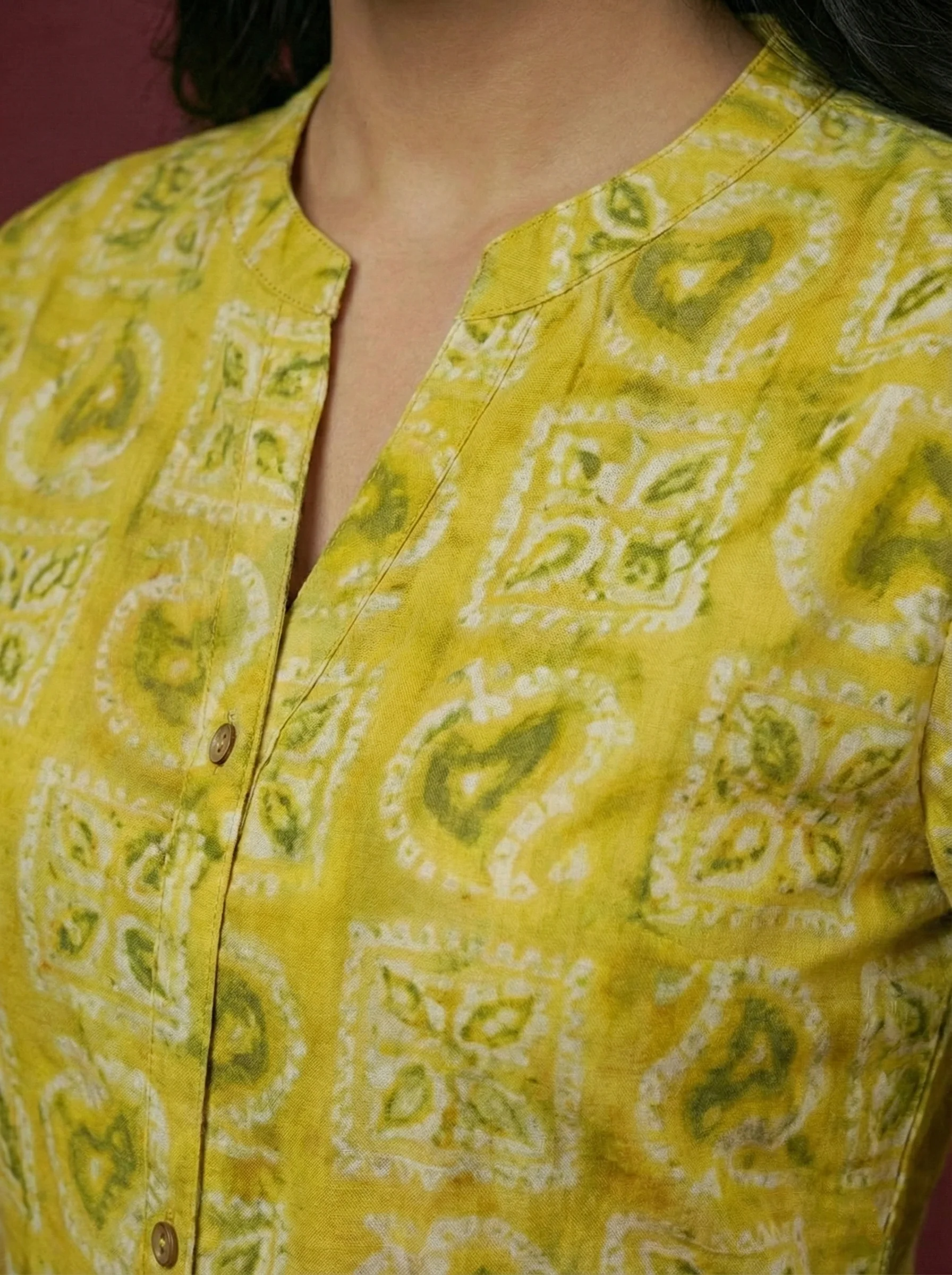 Lime Silk Digital Print Kurta - Image 4