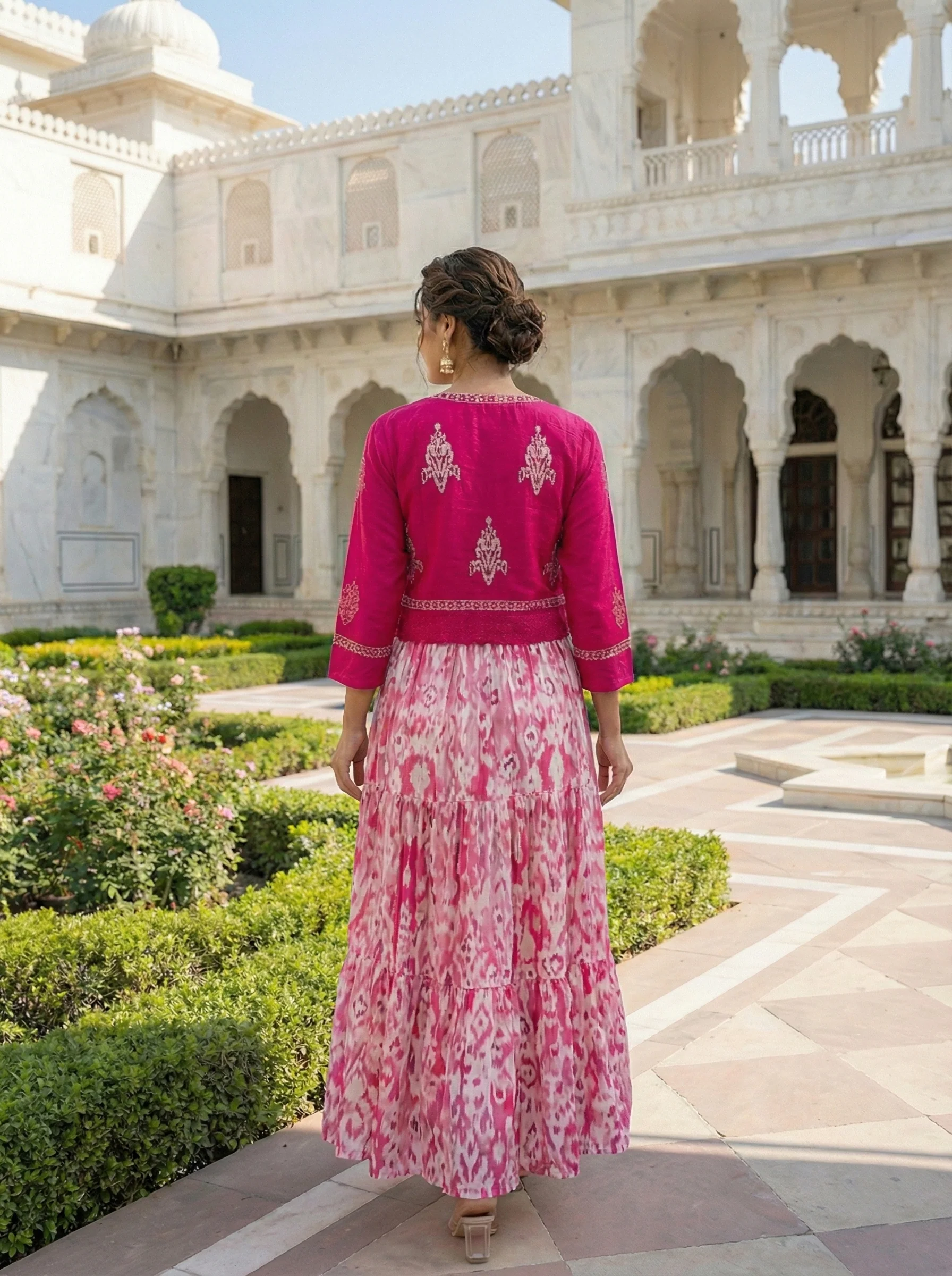 Magenta Cotton Digital Print Long Dress - Image 2