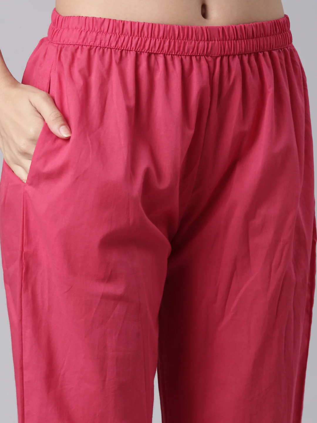 Magenta Cotton Printed Three Piece Set - Image 6