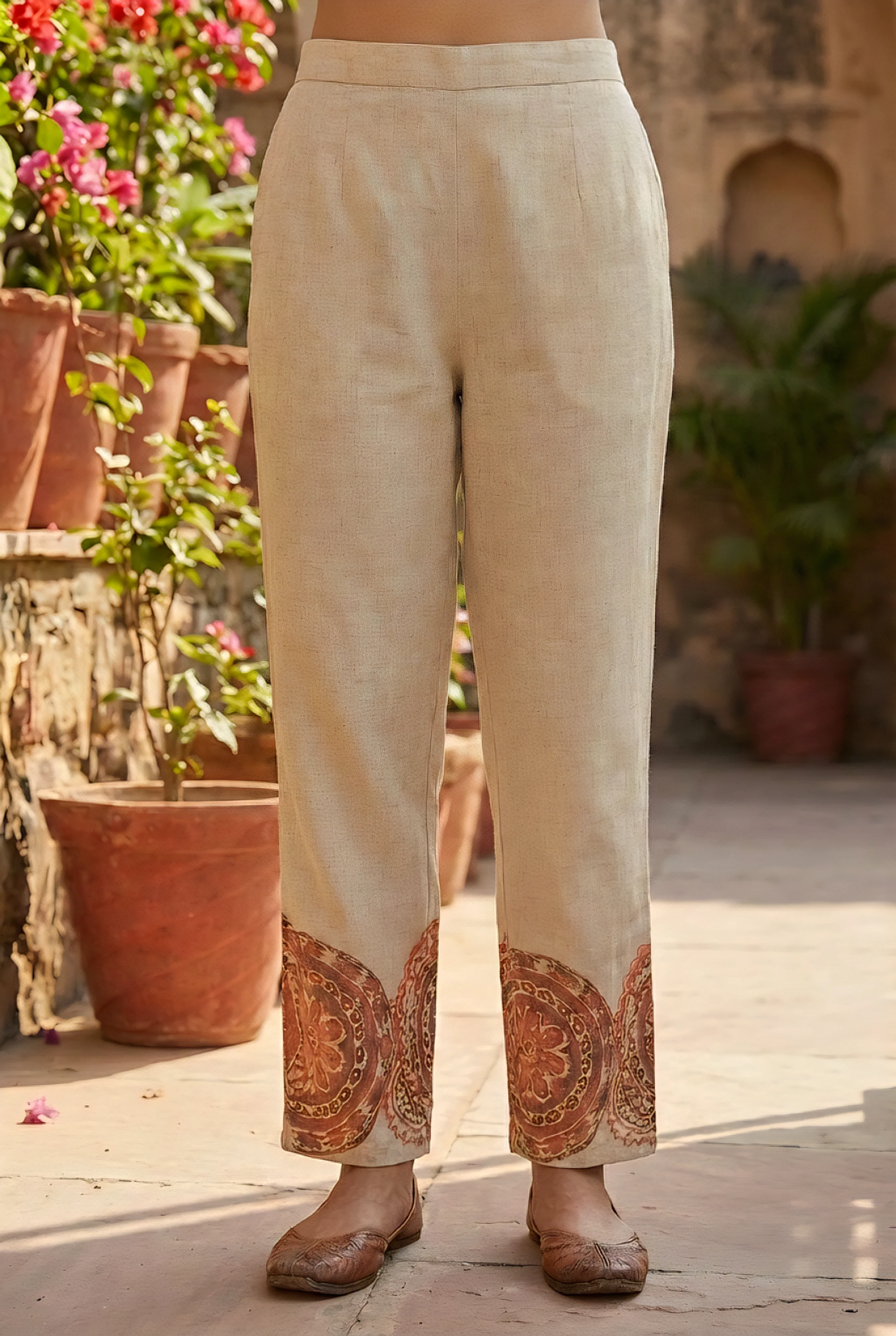 Maroon Linen Printed Two Piece Set - Image 6