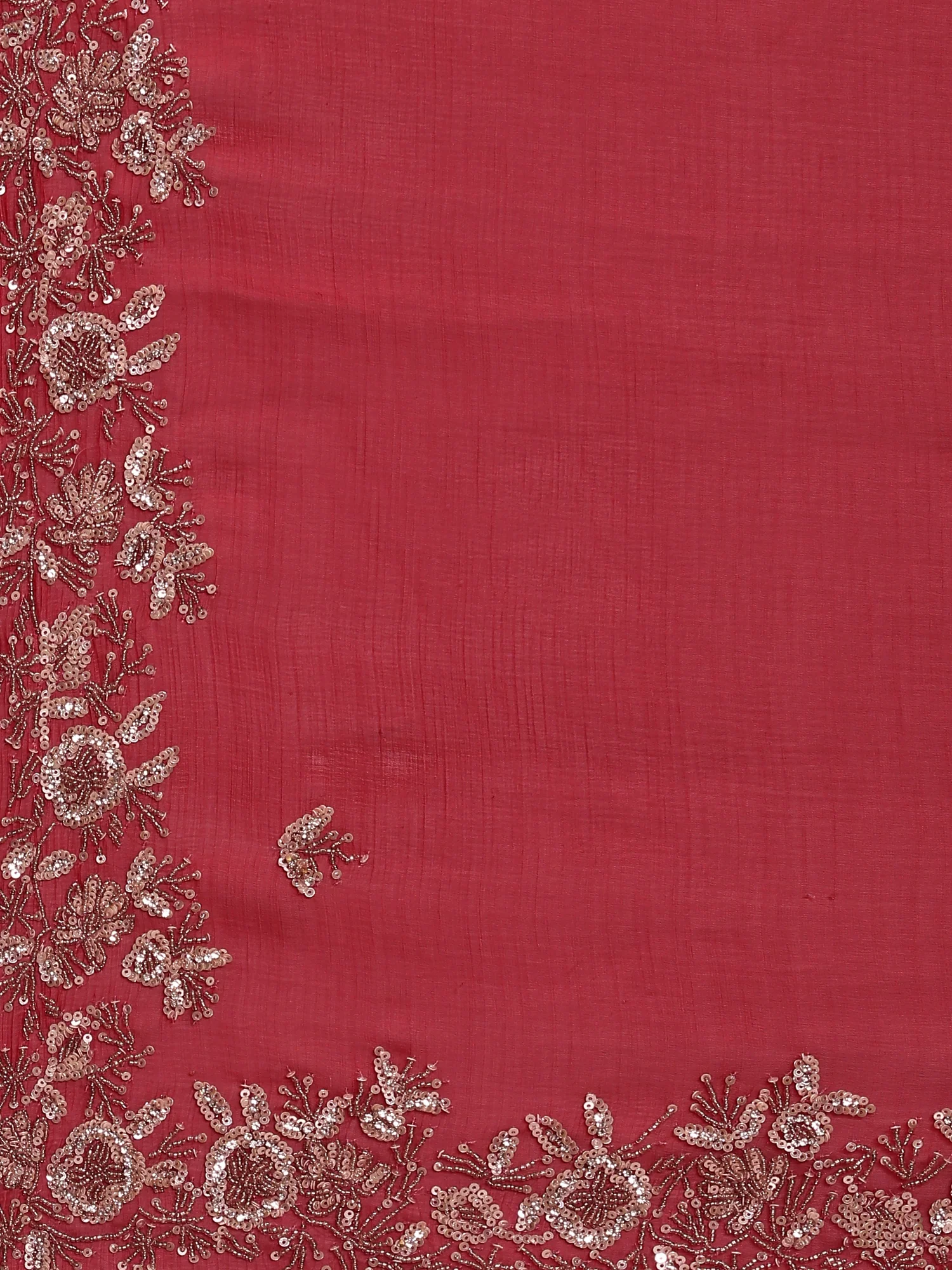 Maroon Organza Aari Embroidery Saree - Image 5