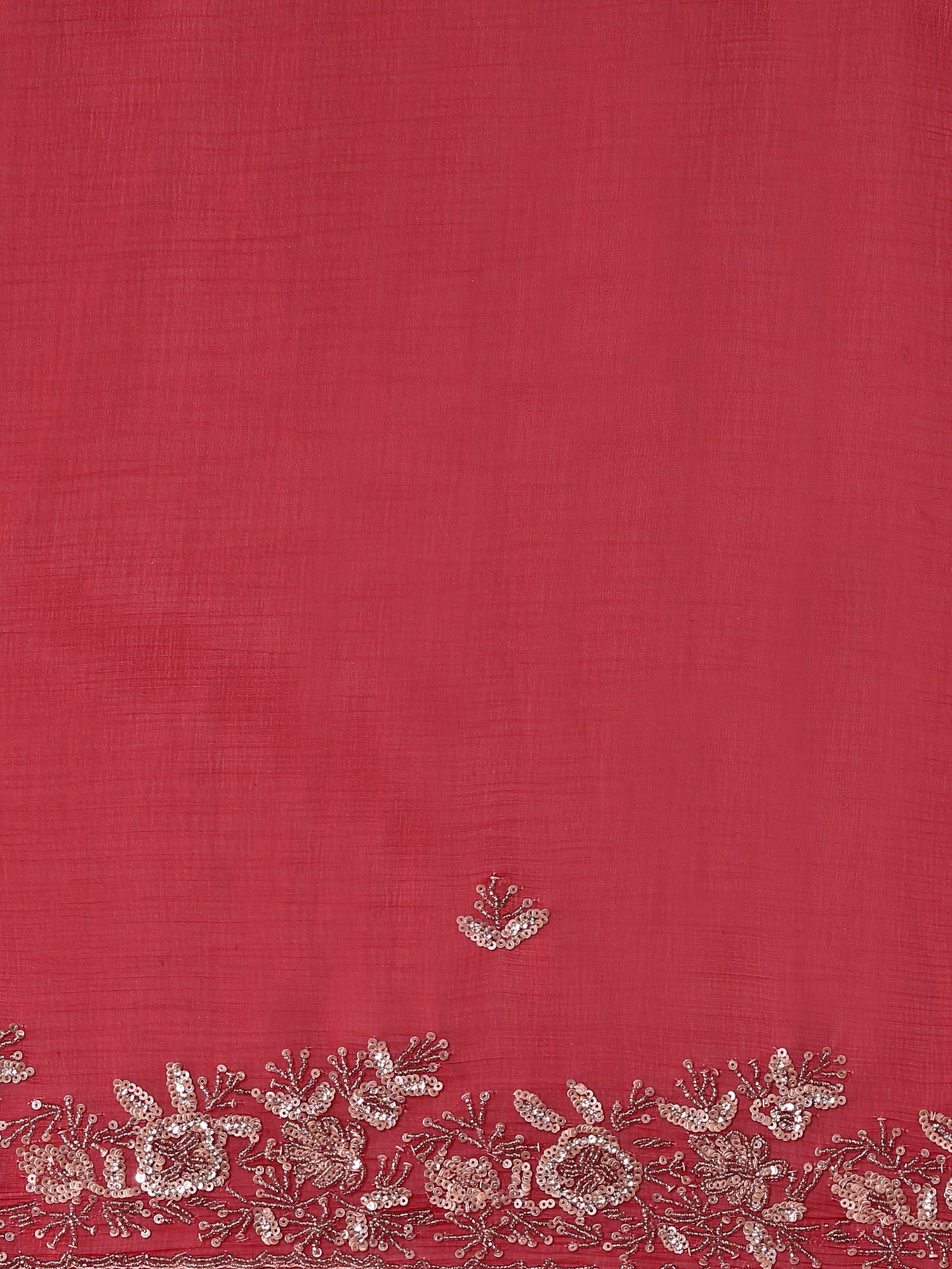 Maroon Organza Aari Embroidery Saree - Image 6