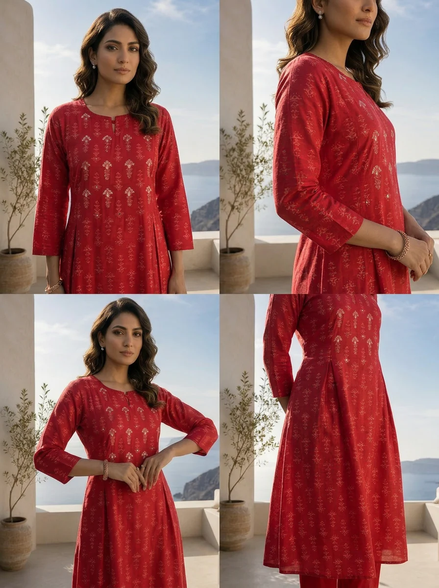Maroon Silk Ethnic Motifs Printed A-Line Kurta - Image 5