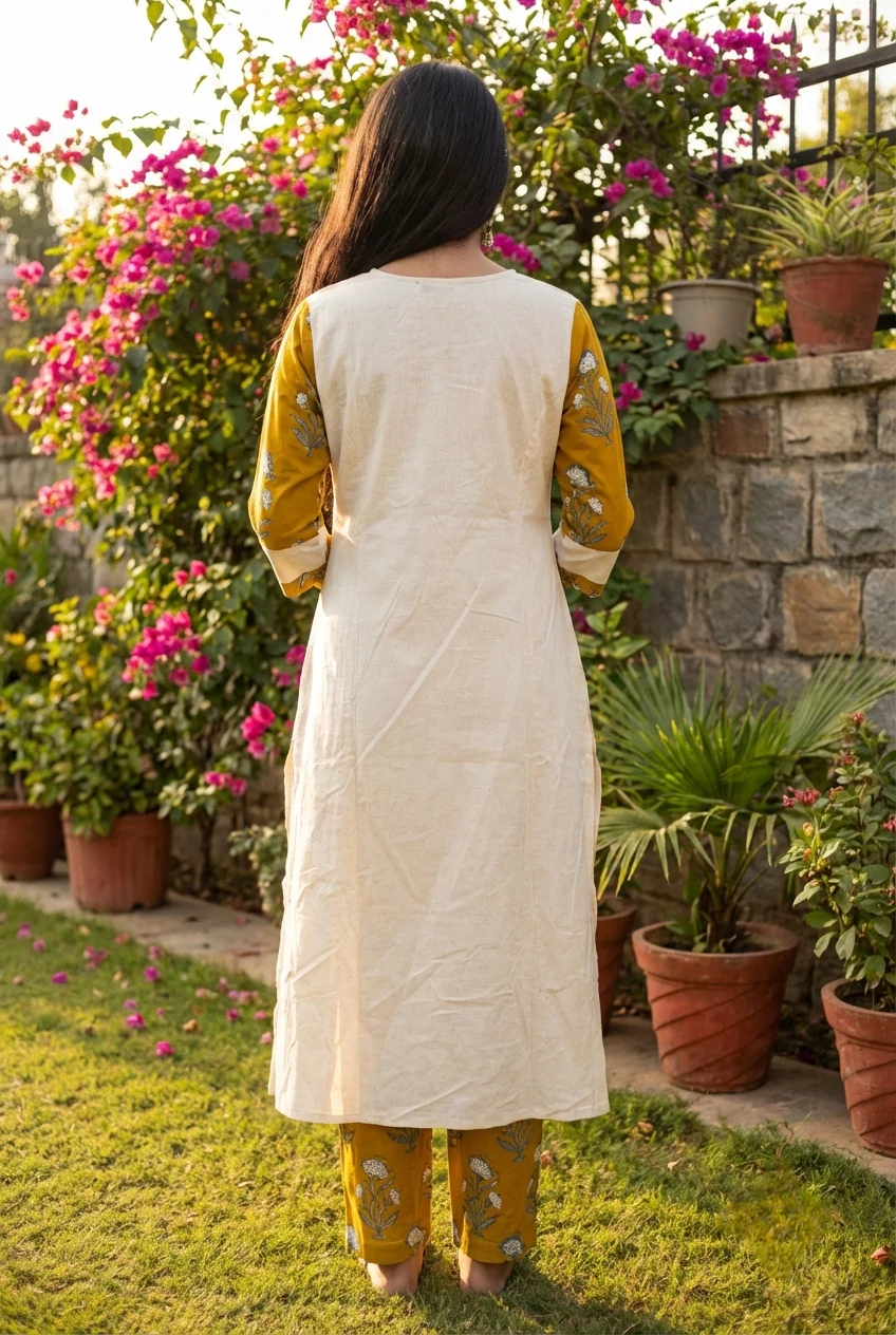 Mehadi Green Cotton Printed Two Piece Set - Image 3
