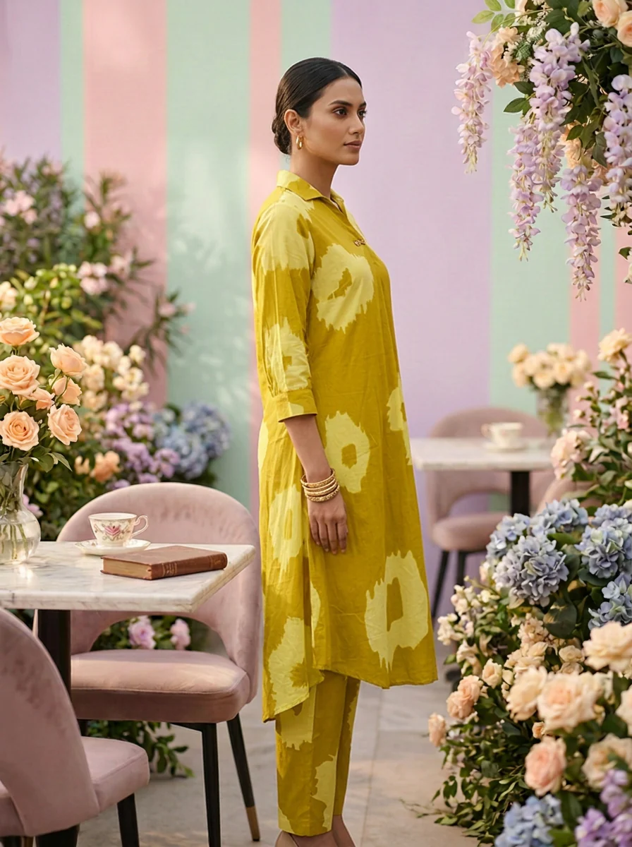 Mehadi Green Cotton Printed Two Piece Set - Image 4