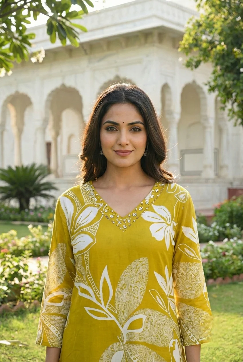 Mehadi Green Rayon Floral Printed Two Piece Set - Image 3