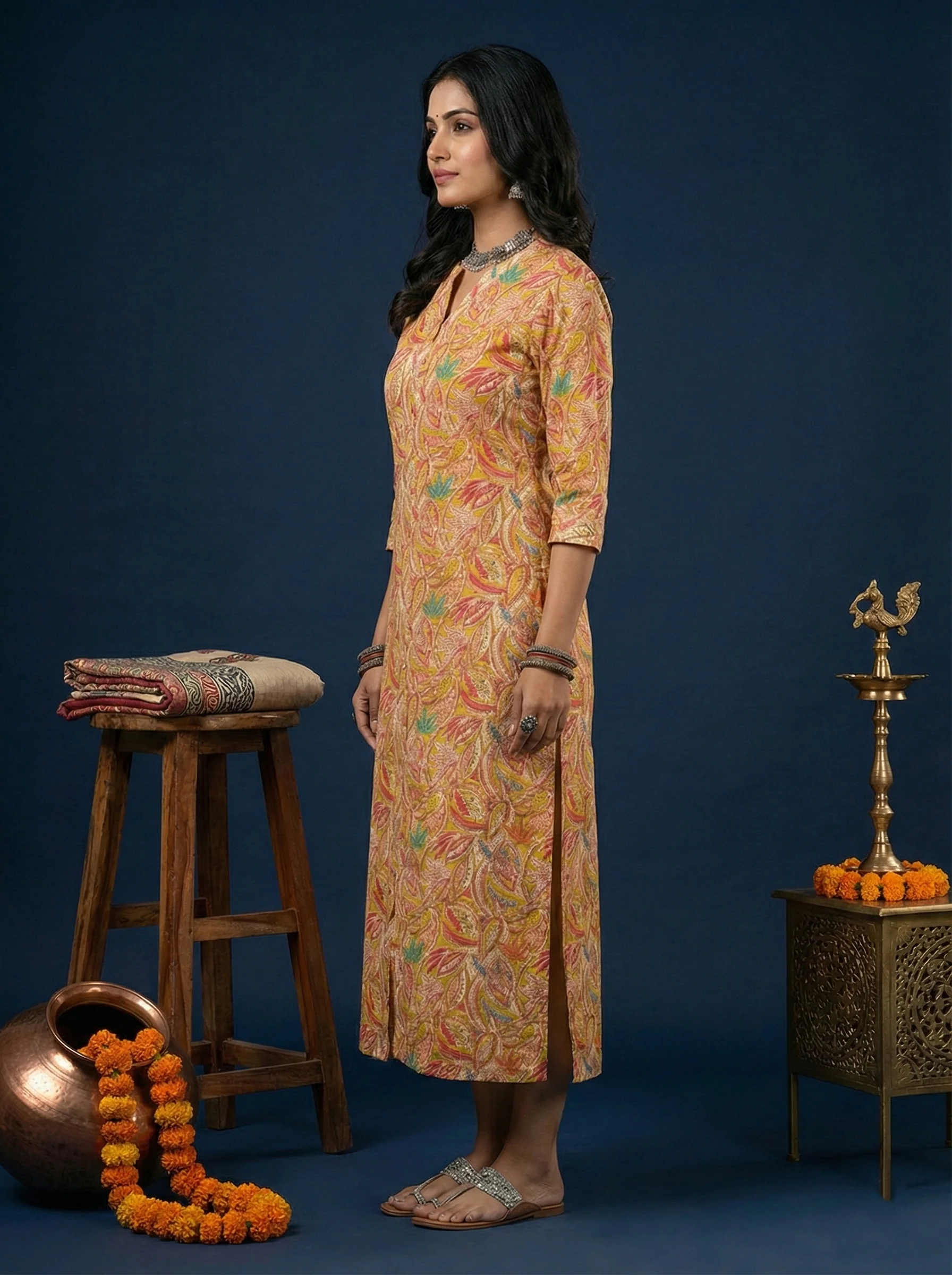 Mehadi Green Silk Digital Print Kurta - Image 2