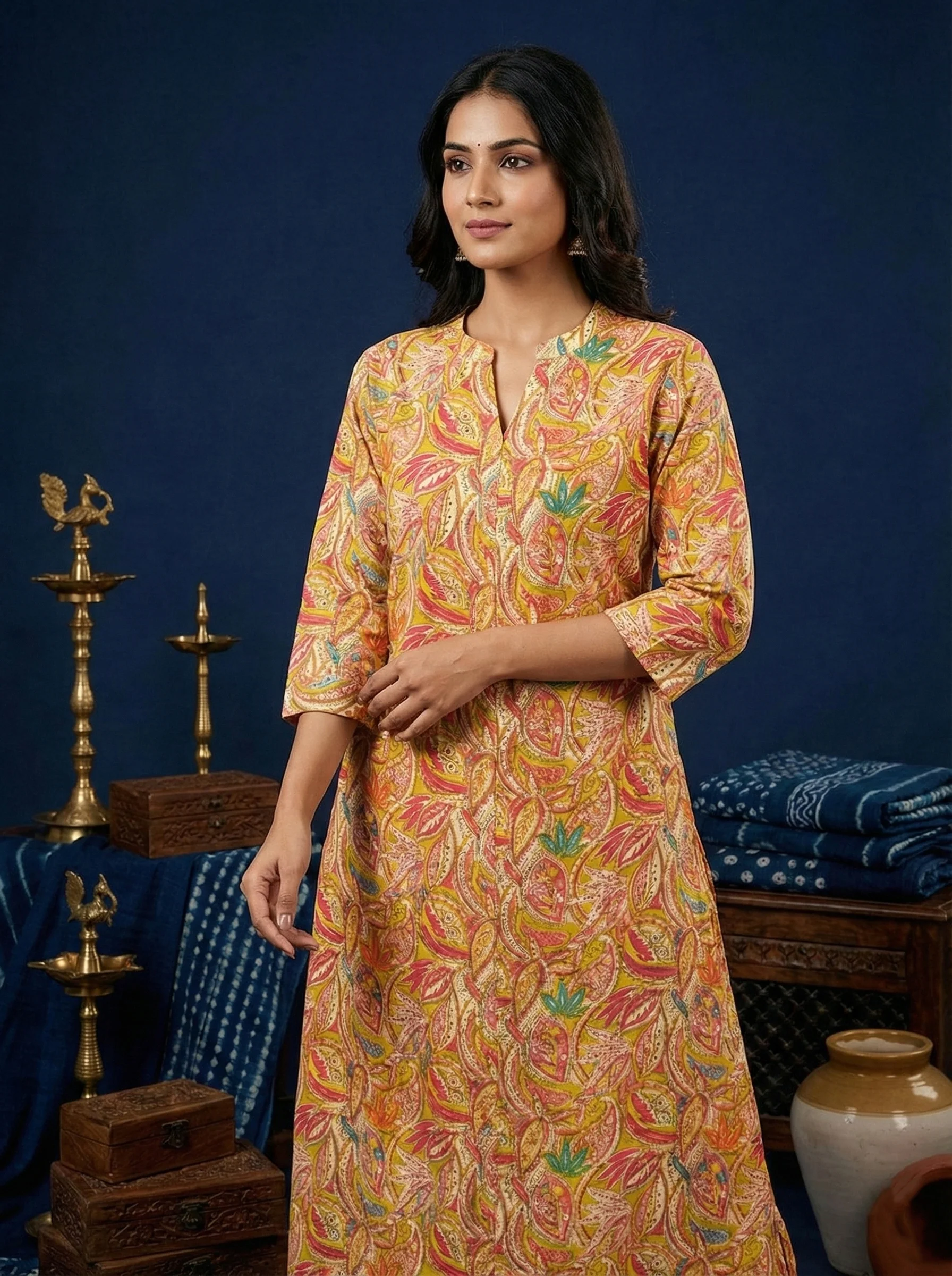 Mehadi Green Silk Digital Print Kurta - Image 5