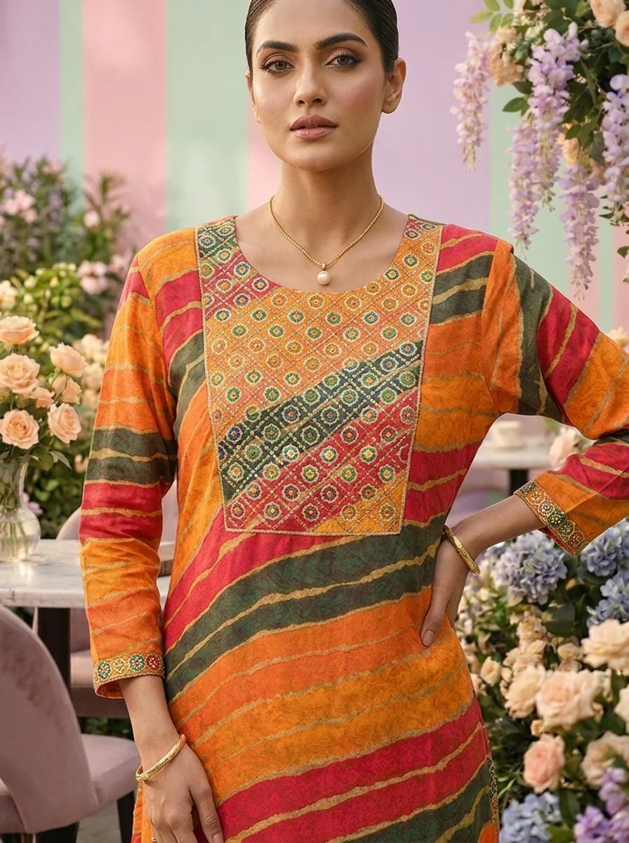Multi Rayon Beads Embroidery Kurta - Image 4