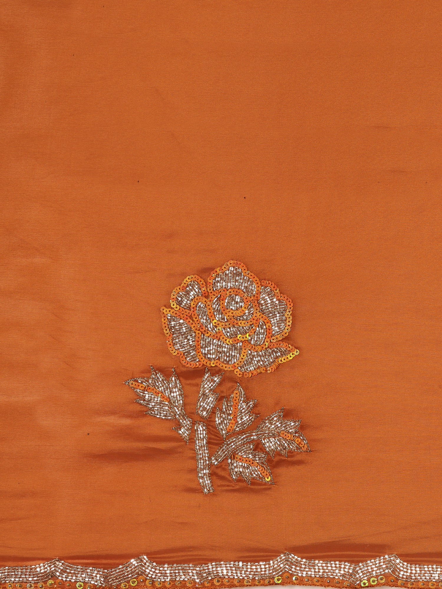 Mustard Crepe Hand Embroidery Saree - Image 7
