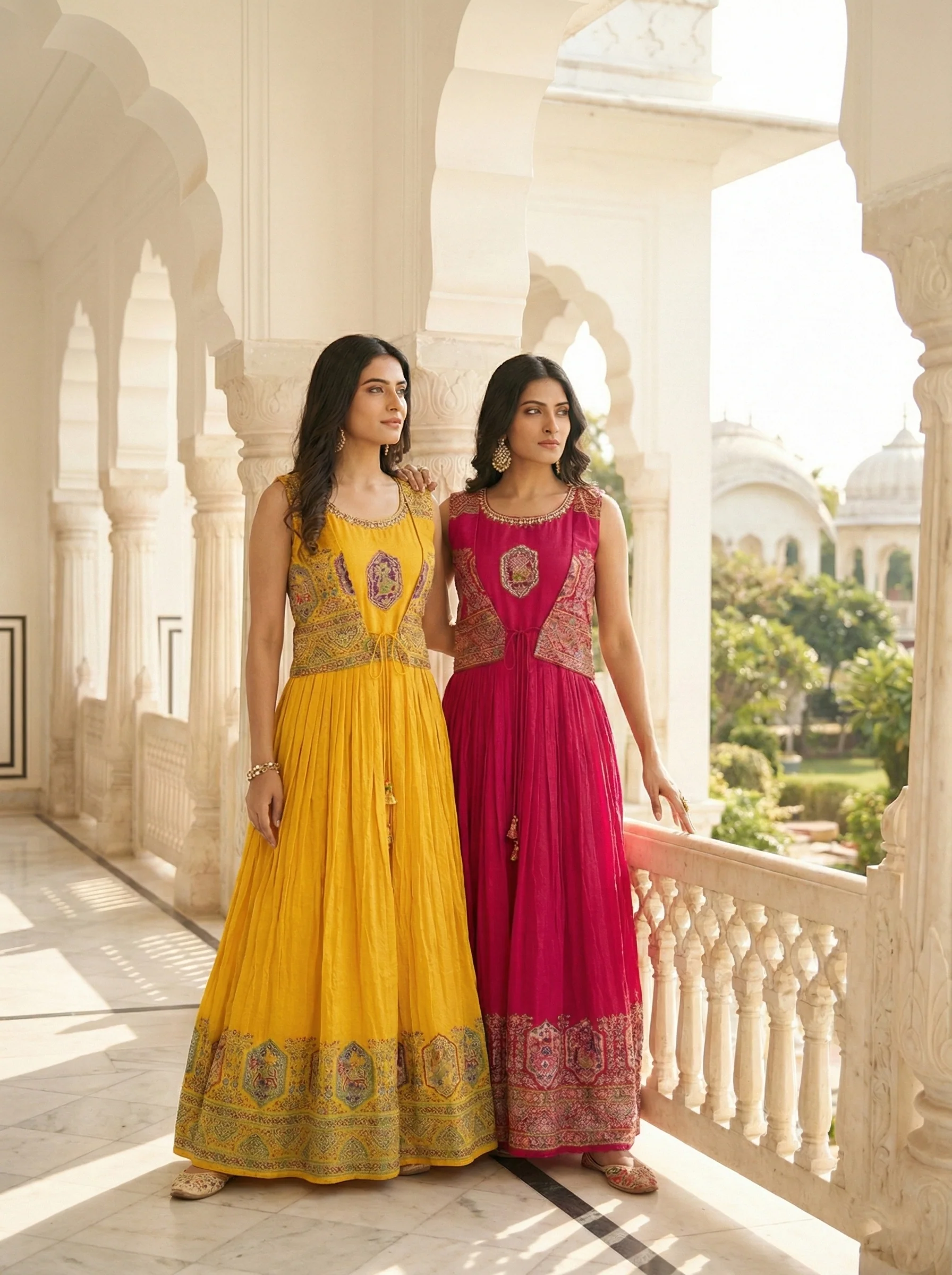 Mustard Georgette Digital Print Long Dress - Image 6