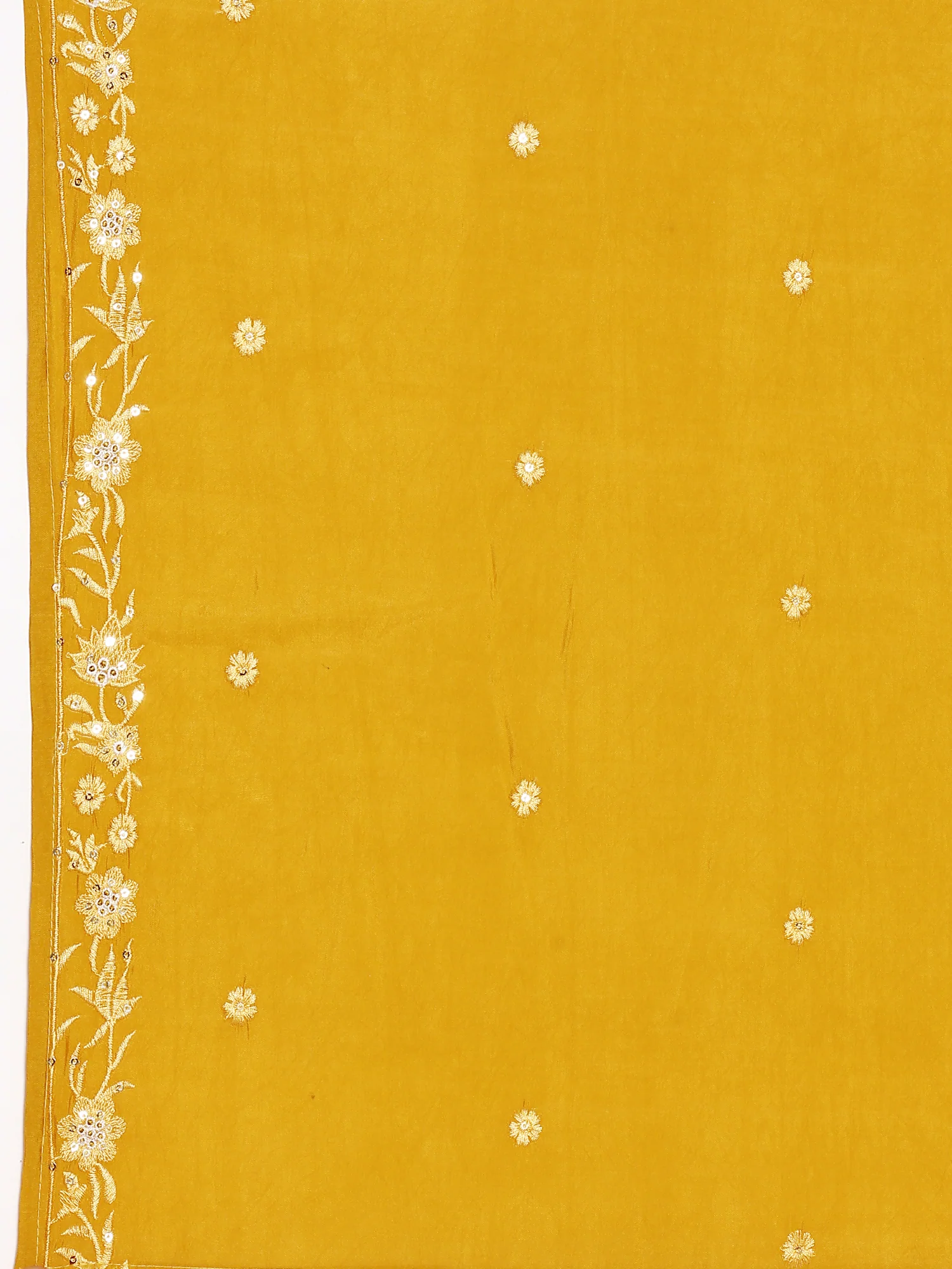 Mustard Modal Silk Embroidery Three Piece Suit Set - Image 7