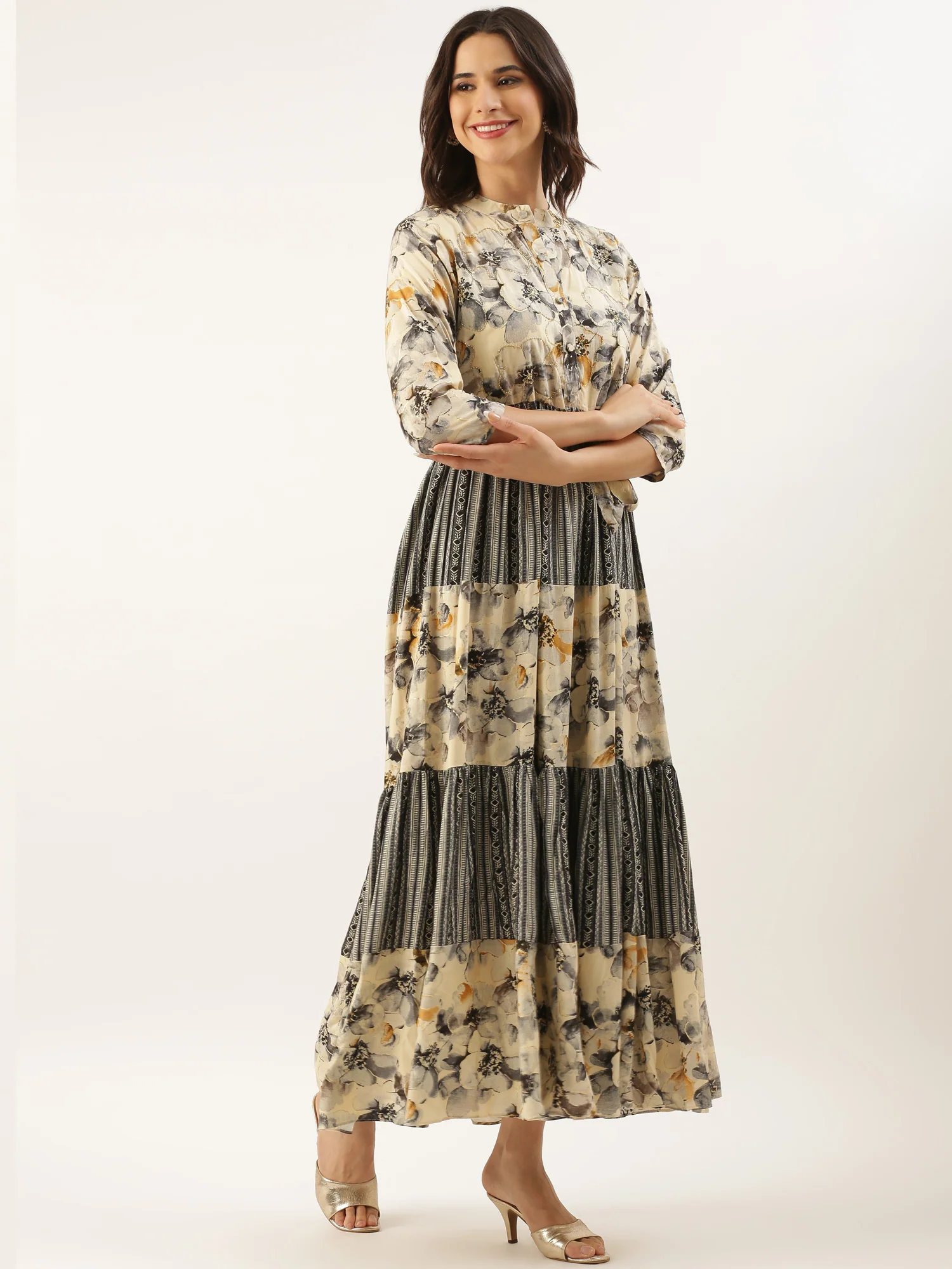 Navy Blue Rayon One Piece Long Gown - Image 6