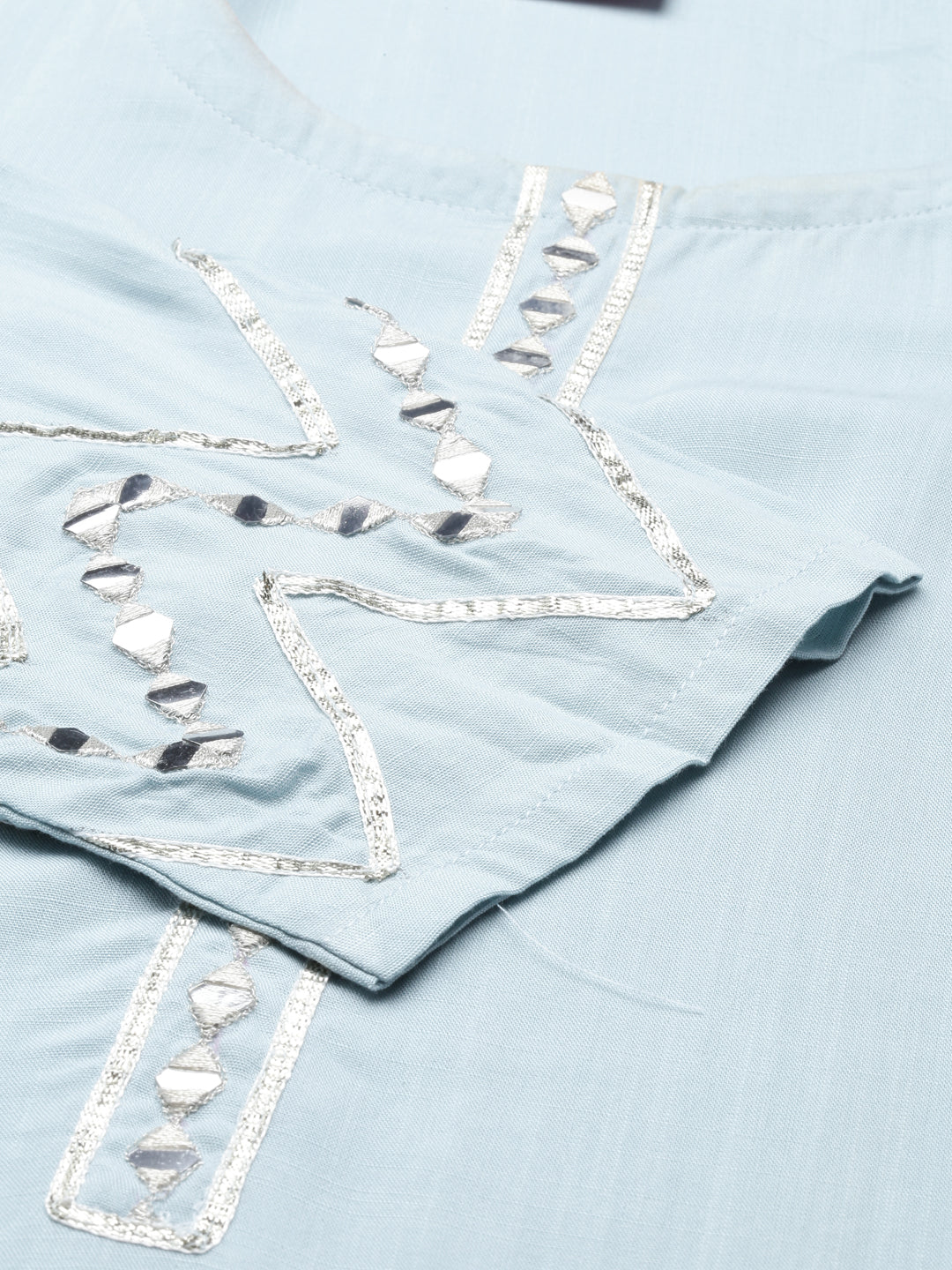 Neerus Aqua Color Slub Rayon Fabric Kurta - Image 7