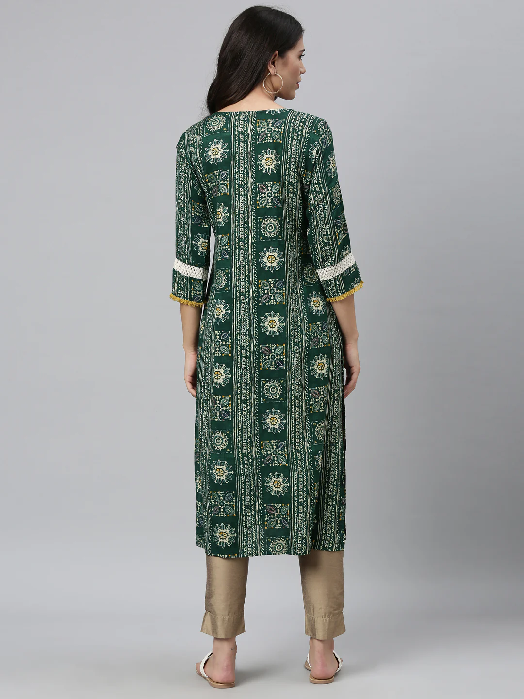 Neerus B Green Color Muslin Fabric Kurta - Image 2