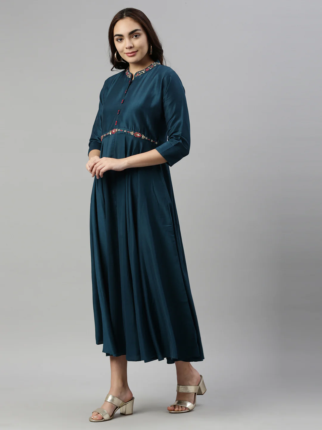 Neerus B Green Color Silk Fabric Kurta - Image 3