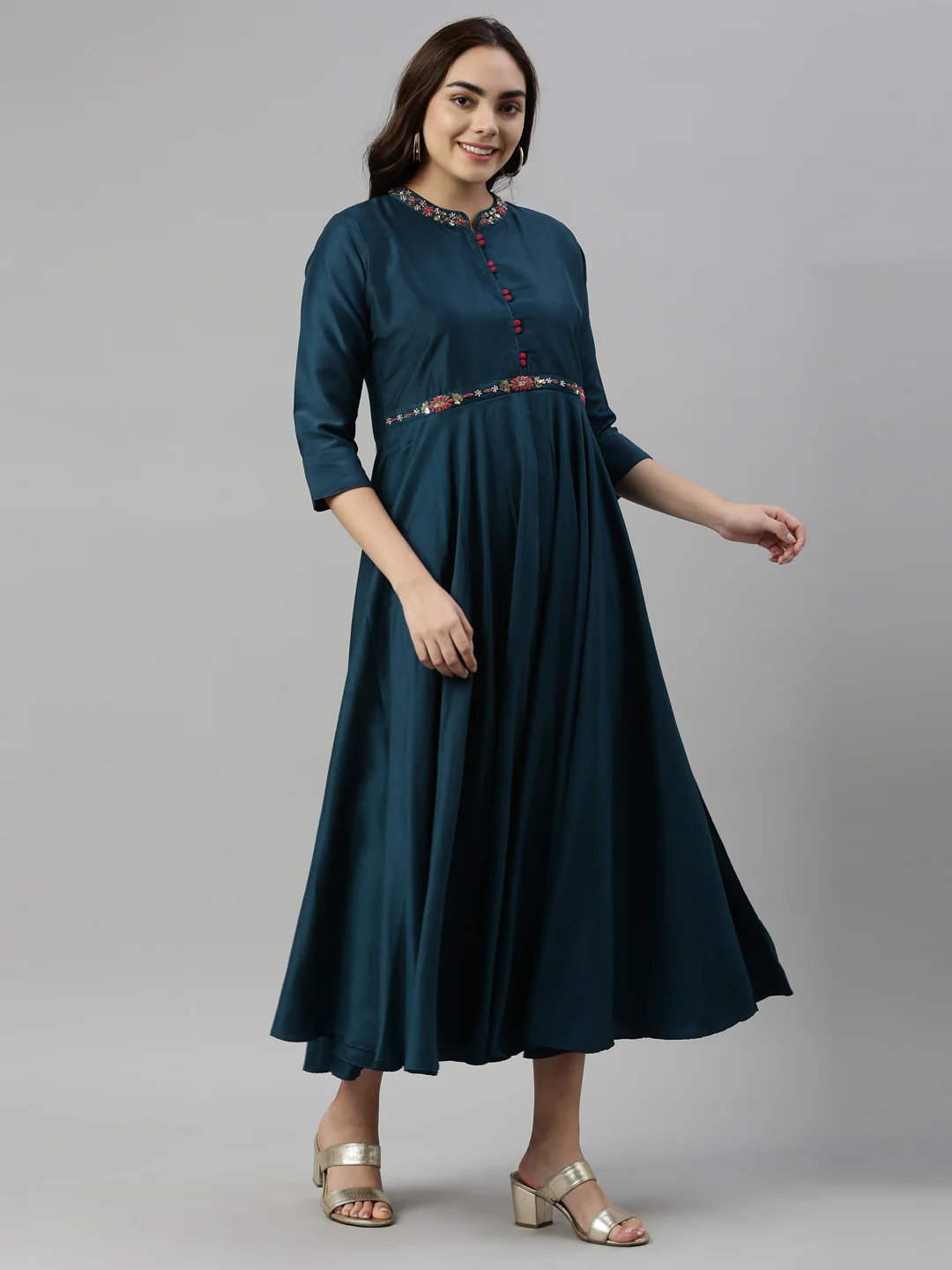 Neerus B Green Color Silk Fabric Kurta - Image 4