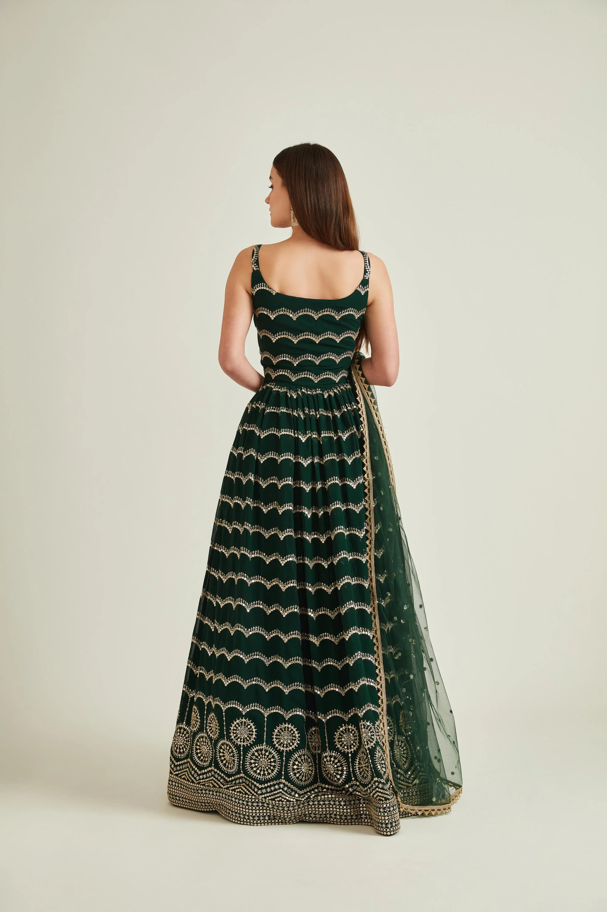 Neerus B Green Colour Georgette Fabric Gown - Image 3