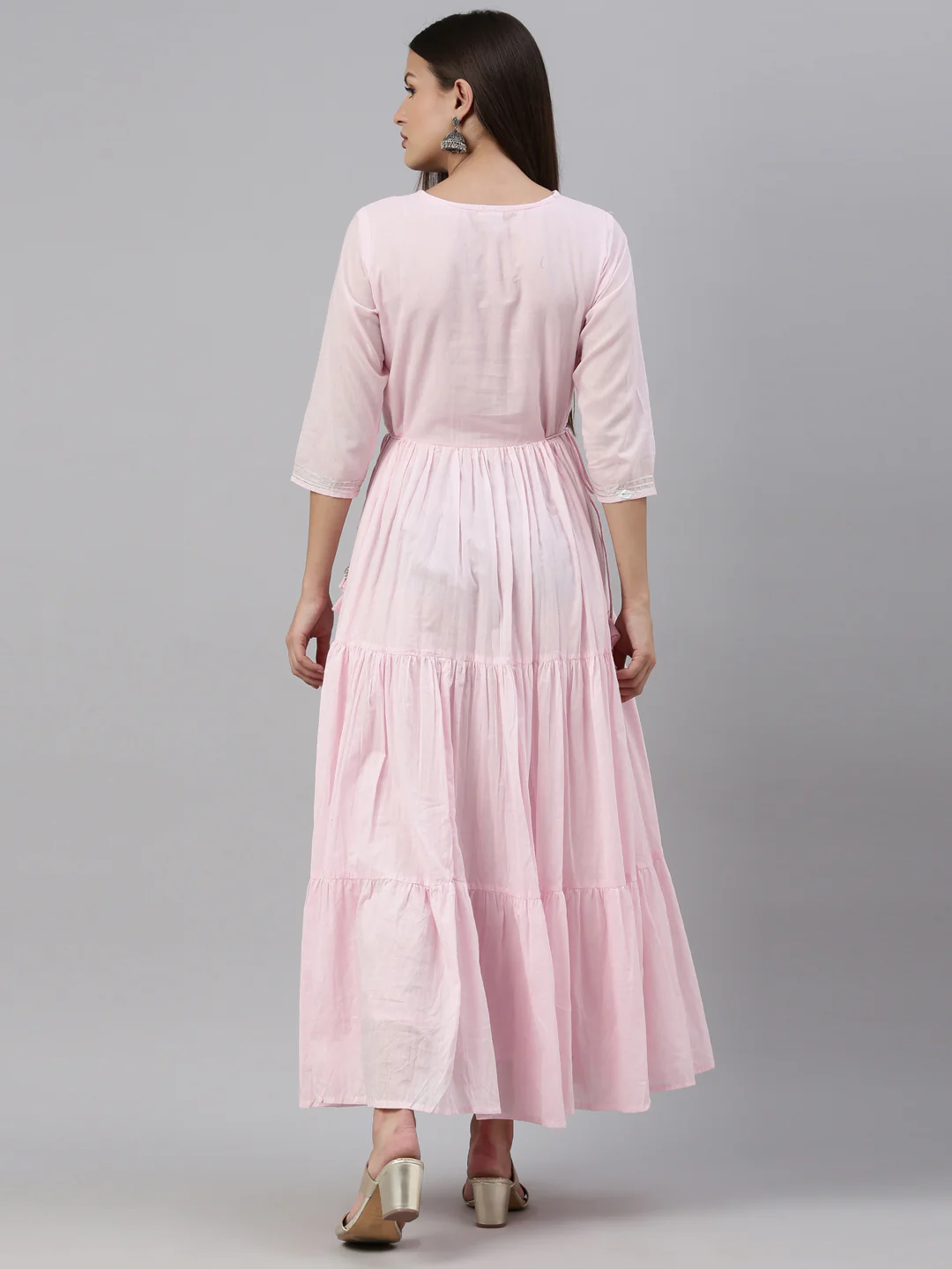 Neerus Baby Pink Color Cotton Fabric Kurta - Image 5